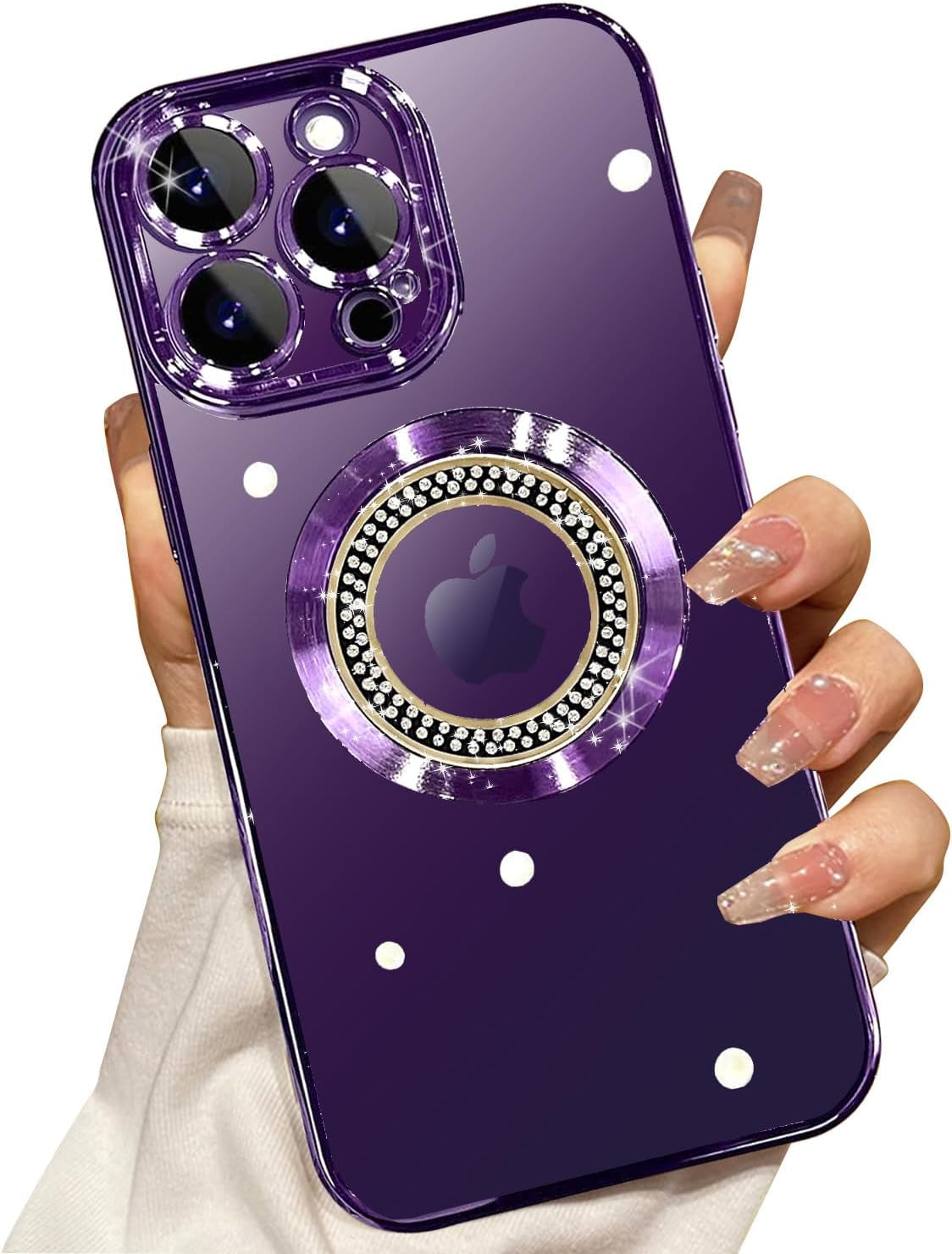 Misscase for Iphone 14 Pro Max Magnetic Clear Case Compatible with Magsafe,Full Protection Slim Shockproof Anti-Scratch Case with Camera Lens Protector Logo View Dust-Proof Net for Women Purple  Misscase Purple Iphone 14 Pro Max （6.7"） 