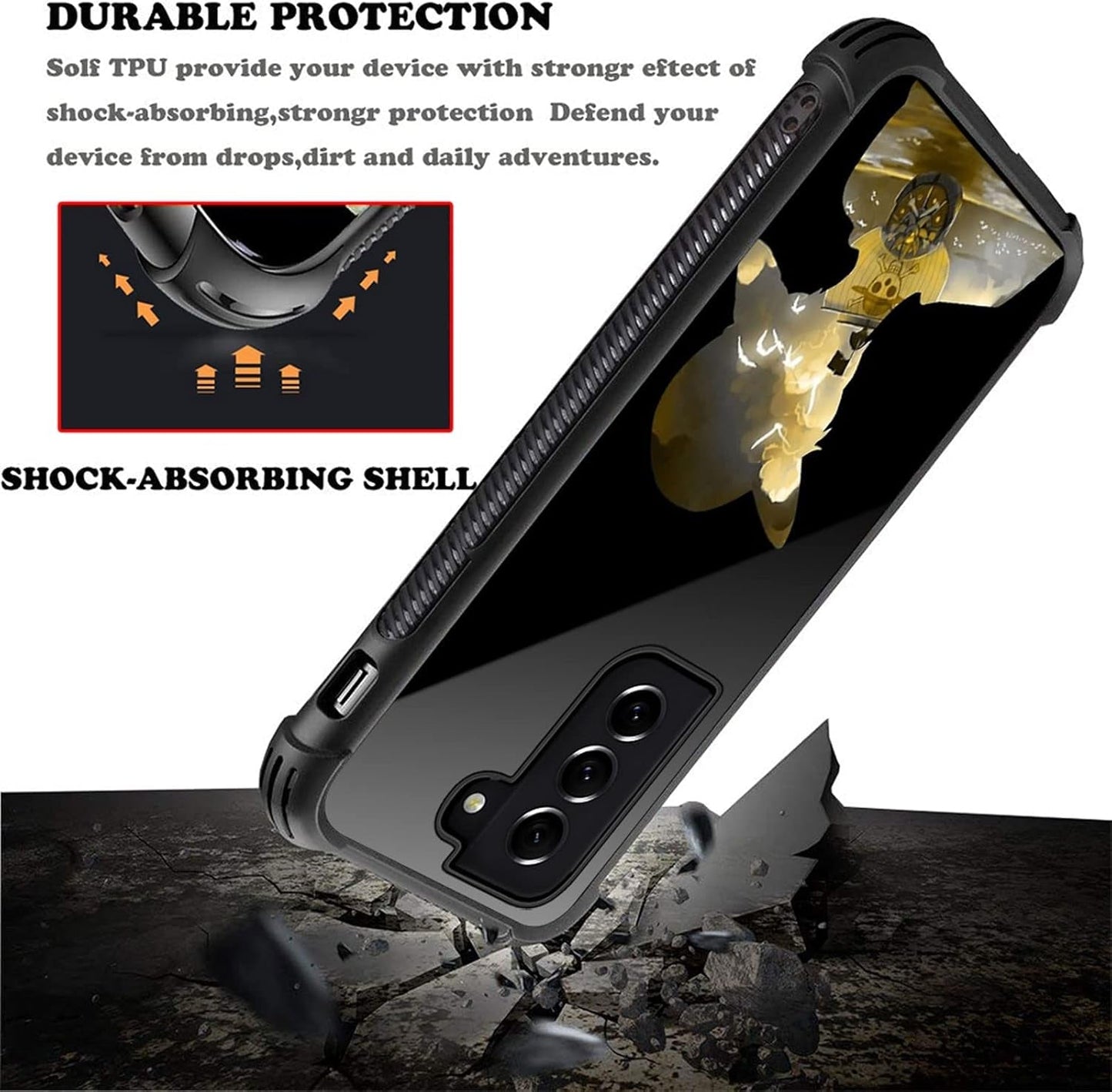 Compatible with Samsung Galaxy S22 plus Case,Man and Boat Anime Pattern Design Shockproof Non-Slip Case for Samsung Galaxy S22 Plus