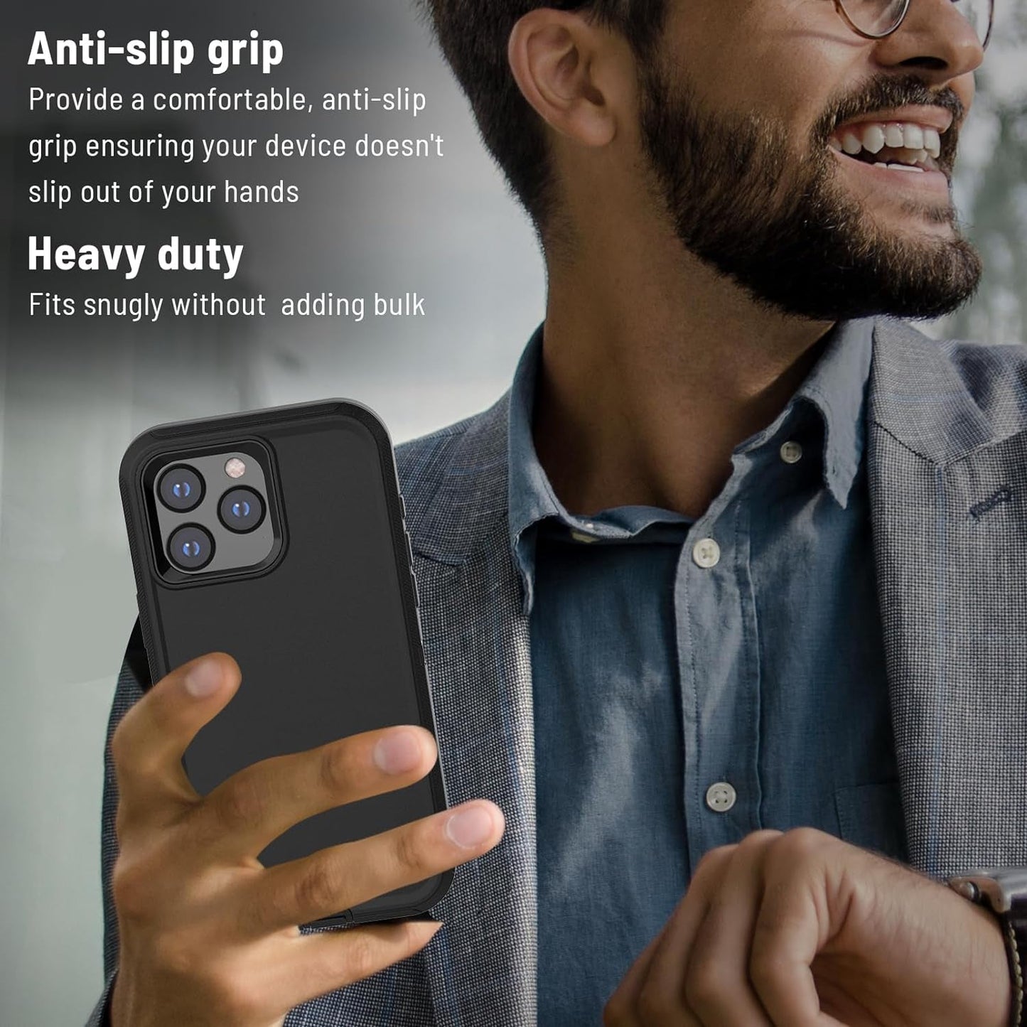 Pdxox Heavy Duty Case for Iphone 15 Pro Max,3-Layer Military Protection Drop Protective Shockproof Full Body Protection Wireless Charging Tough Case for Iphone 15 Pro Max (Black)  pdxox   