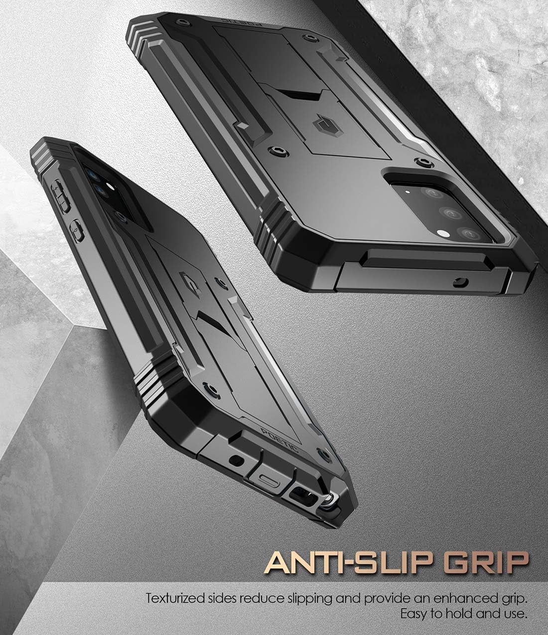 Poetic Revolution Series for Samsung Galaxy Note 20 Case, Full-Body Rugged Dual-Layer Shockproof Protective Cover with Kickstand, without Built-In-Screen Protector, Black  Poetic   