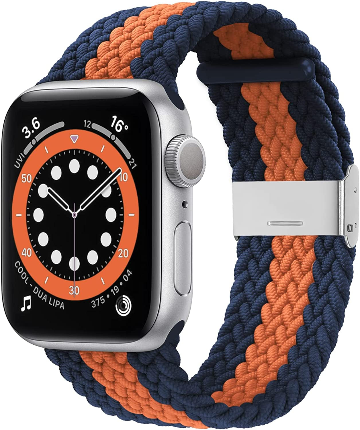 Bagoplus Compatible with Apple Watch Iwatch Bands 49Mm 38Mm 40Mm 41Mm 42Mm 44Mm 45Mm Women Men, Adjustable Braided Solo Loop Stretchable Elastics Sport for Iwatch Series 8/7/6/Se/5/4/3/2/1/Ultra  Bagoplus Blue Orange 42mm/44mm/45mm/49mm - 5.5"-8.5" 
