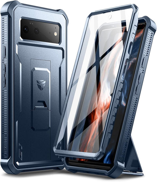 Dexnor for Google Pixel 6 Case, [Built in Screen Protector and Kickstand] Heavy Duty Military Grade Protection Shockproof Protective Cover for Google Pixel 6 5G (Navy Blue)  Dexnor   