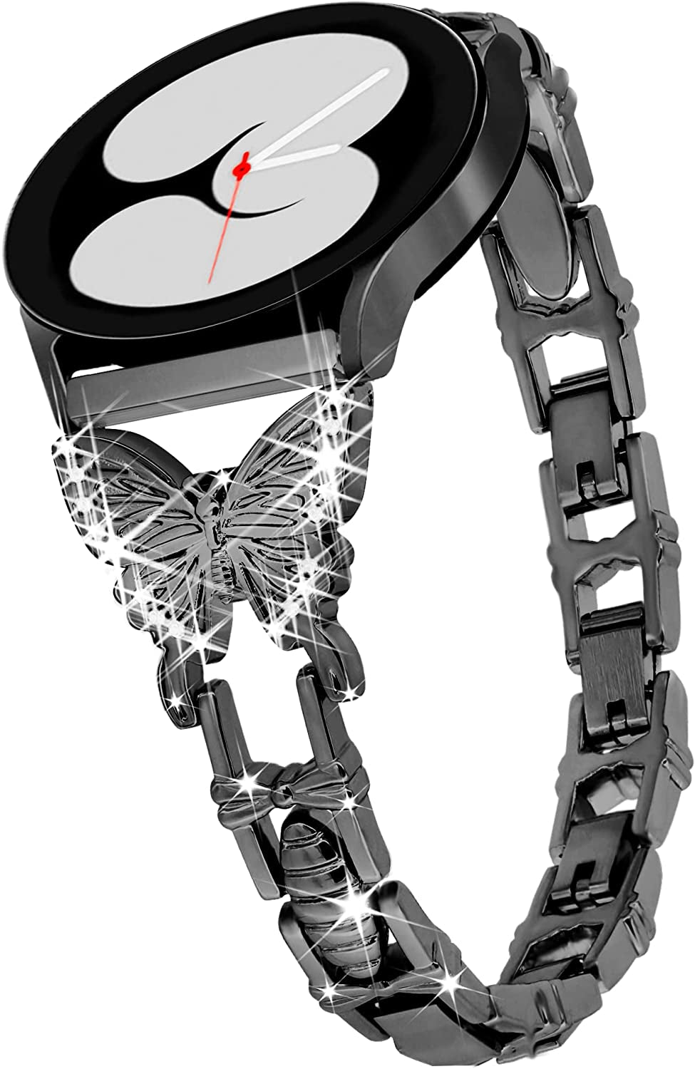 G-Ficu Galaxy Watch 4 Band 20Mm Butterfly Band for Samsung Galaxy Watch 5 & 4 Band 40Mm 44Mm, Women Bling Diamond Slim Band, Cute Luxury Metal Band for Watch 5 Pro/Watch 4 Classic 42Mm 46Mm/Watch 3 41Mm/Active 2(Rose Gold)  Green ficus Black 20mm Width 