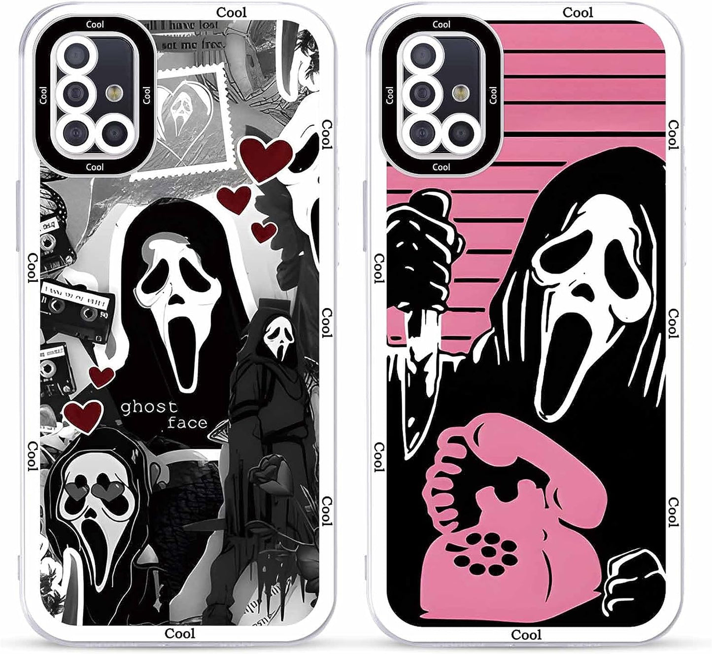 2 × Phone Case for Samsung Galaxy S20/S11E Case Clear 6.2",Scream Horror Movie Printed, Cute Skull Pattern Design Transparent Cases for Women Men Girls, Soft TPU Funda for Samsung S20/S11E,Ghost Face  DZY US Samsung Galaxy A51 (4G)  