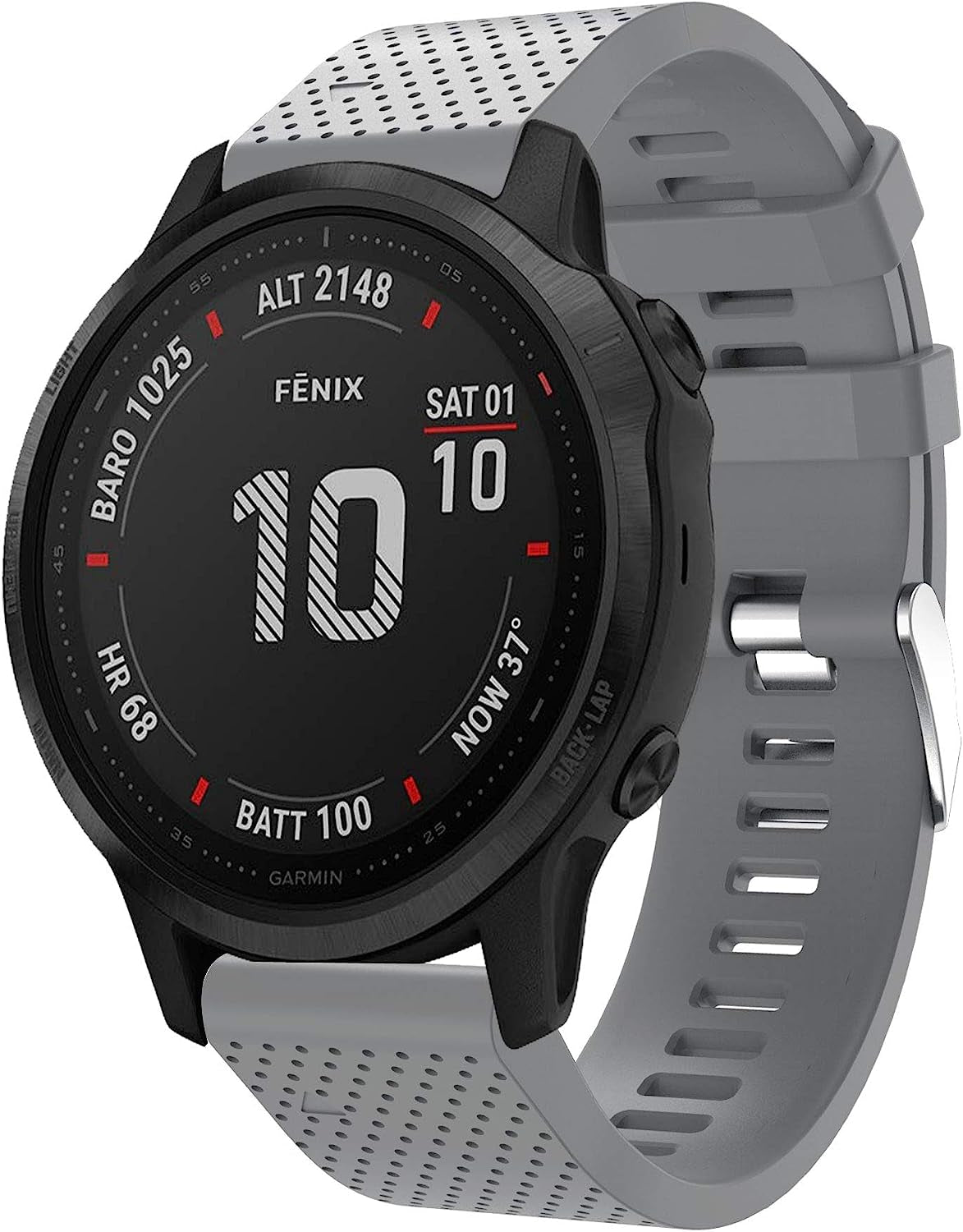 Fit for Garmin Fenix 6S Pro Watch Bands, Fenix 6S Sapphire Quick Fit 20 Watch Band Silicone Replacement Straps Accessory Band Wristbands Fit for Garmin Fenix 5S plus for Women Men (Black)  XHNee Gray  