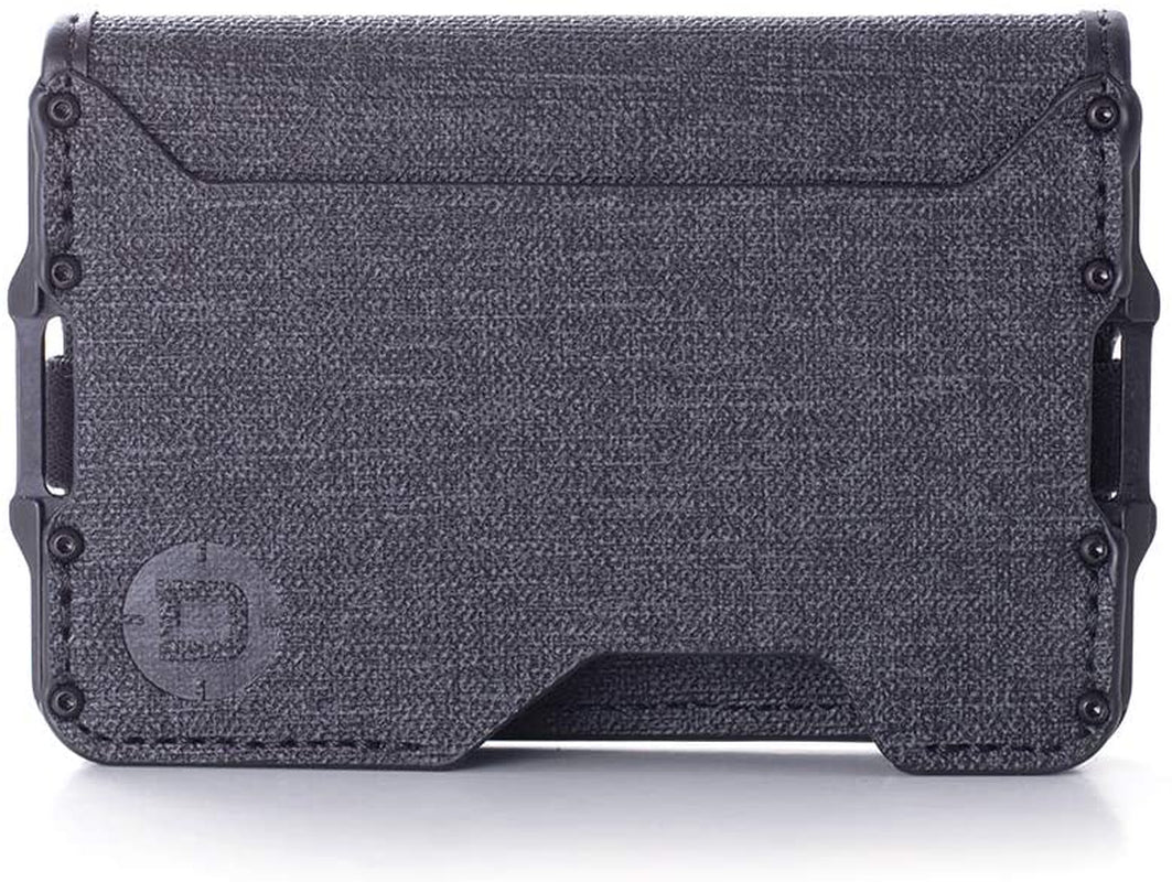 Dango D03 Dapper Bifold EDC Wallet - Made in USA - Genuine Leather, Slim, Minimalist, Metal, RFID Blocking  Dango Products Black DTEX/Jet Black  