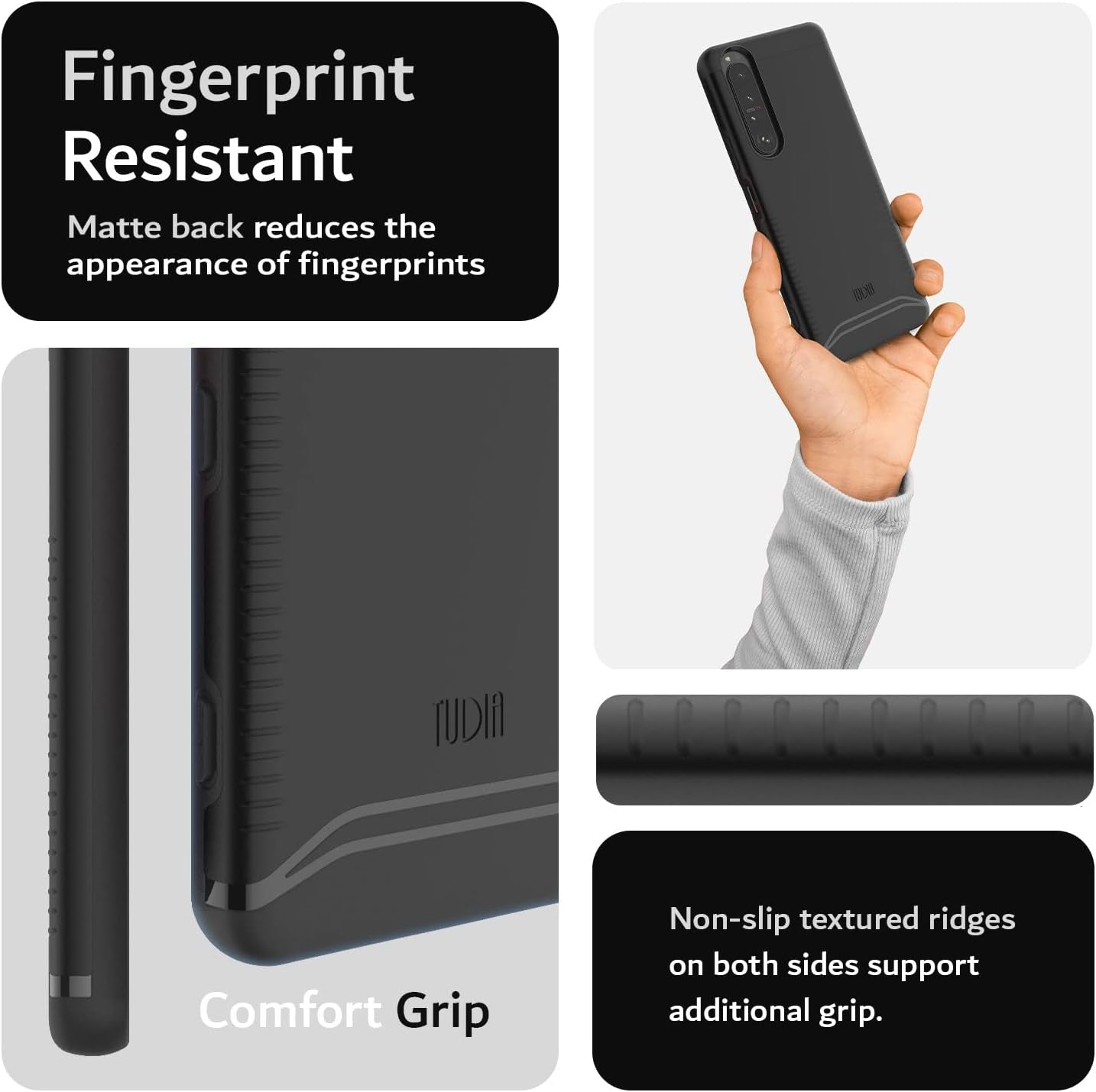 TUDIA Dualshield Designed for Sony Xperia 1 III Case (2021), [Merge] Shockproof Tough Dual Layer Hard PC Soft TPU Slim Protective Case - Matte Black  TUDIA   