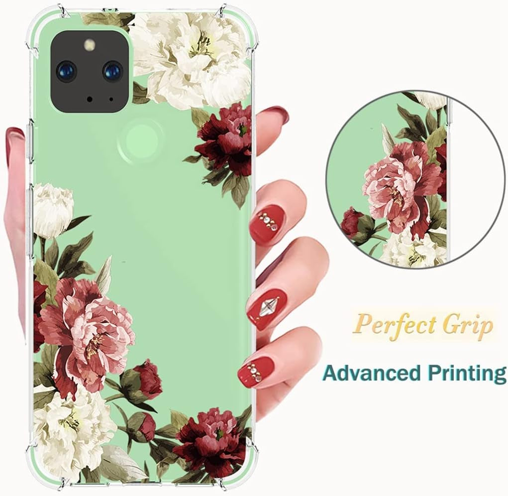 Zoeirc Case for Google Pixel 5 Case, GD1YQ GTT9Q Clear Case for Girls Women, Soft TPU Shockproof Protective Transparent Case Cover for Google Pixel 5 (Blossom Flower)  Zoeirc   