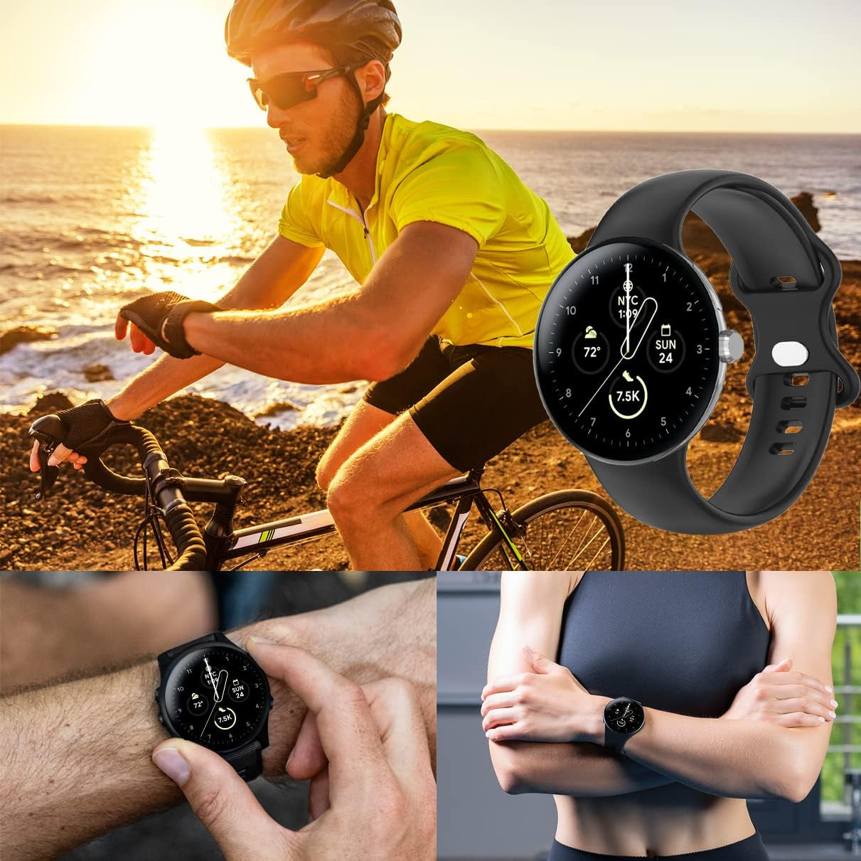 JADINET Compatible for Google Pixel Watch Band Silicone, Strap Band for Google Pixel Watch 2022 Men Women, Silicon Watch Band Straps Replacement Quick Release Band for Google Pixel Watch  JADINET   