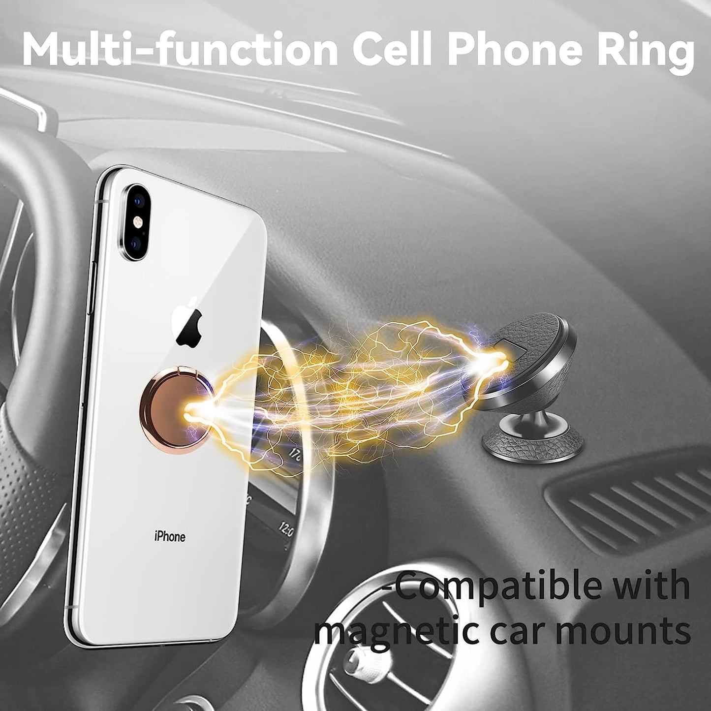 OBHEI Metal Cell Phone Ring Holder Finger Ring Stand, 360 Degree Rotation Ring Kickstand Grip Holder for Magnetic Car Mount, Rose Gold  OBHEI   