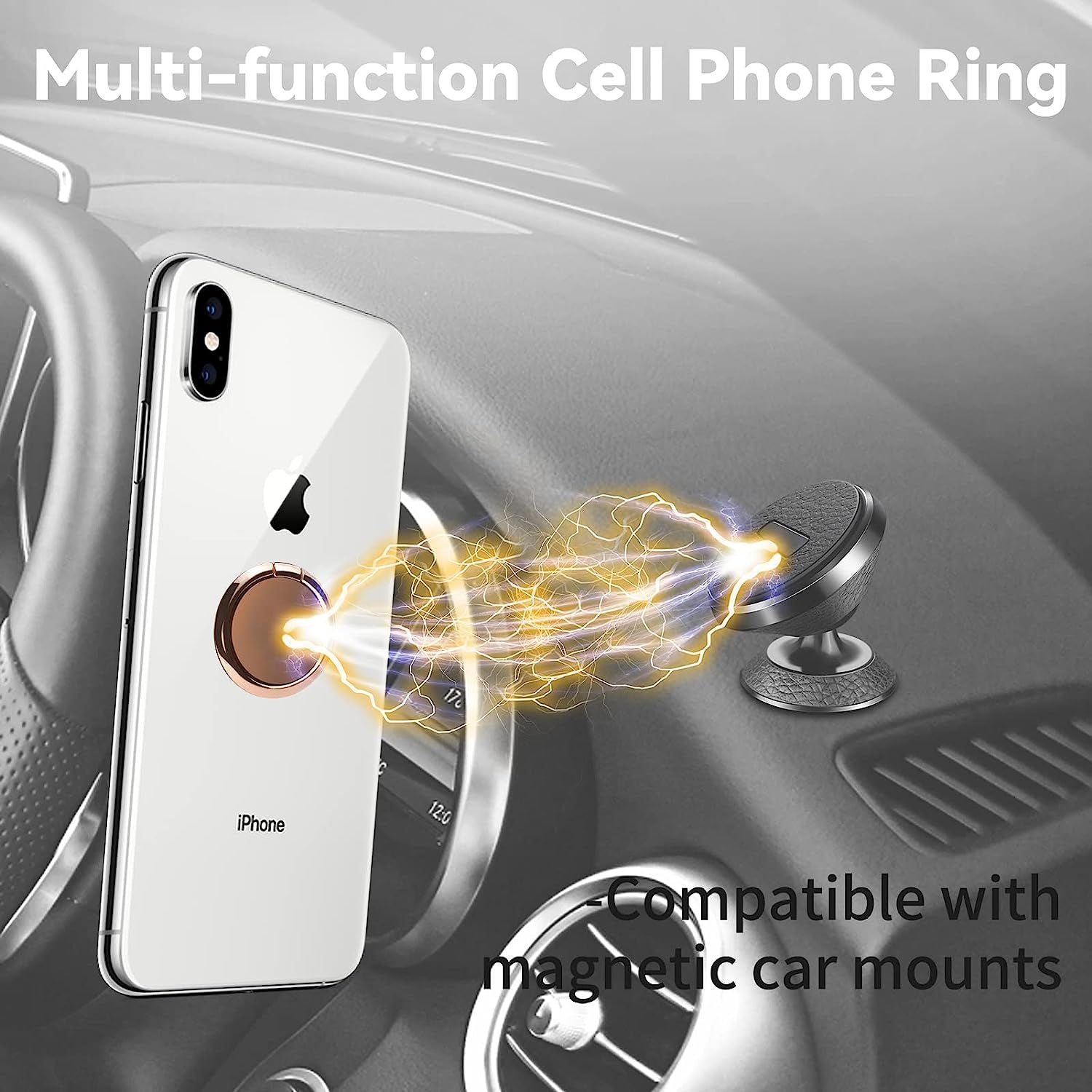 OBHEI Metal Cell Phone Ring Holder Finger Ring Stand, 360 Degree Rotation Ring Kickstand Grip Holder for Magnetic Car Mount, Rose Gold  OBHEI   