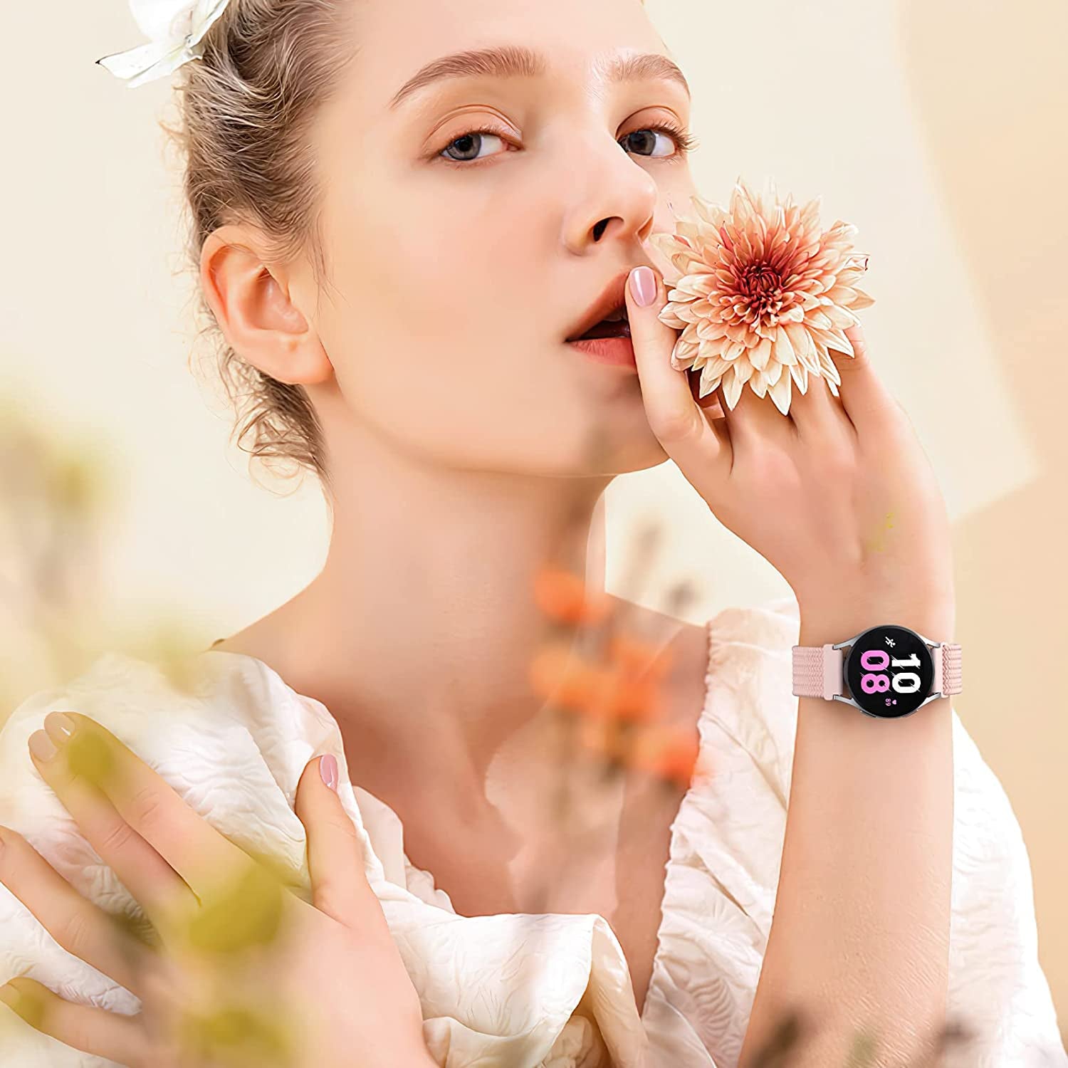 20Mm Braided Bands Compatible with Samsung Galaxy Watch 5&4 Band/Active 2 40Mm 44Mm/Galaxy Watch 5 Pro 45Mm/Galaxy Watch 4 Classic 42Mm 46Mm/Watch 3 41Mm, 5 Pack Elastic Stylish Quick Release Bands  ABOVEACC   