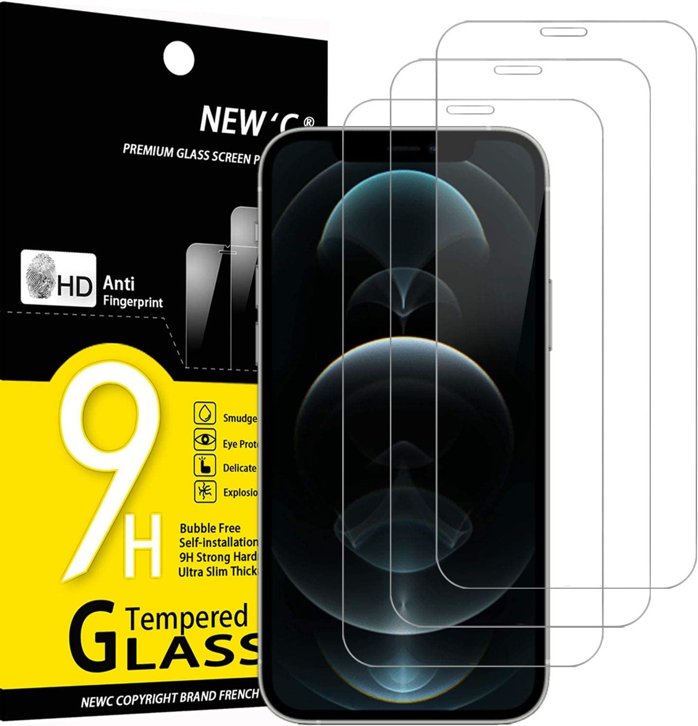 NEW'C [3 Pack] Designed for Iphone 12 Mini (5.4) Screen Protector Tempered Glass, Case Friendly Ultra Resistant  NEW'C Iphone 12 Pro Max 6.7 Inch  