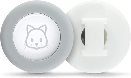 Sweet Baby Co. Airtag Cat Collar or Extra Small Dog Collar Holder 2 Pack, Fits Half Inch Collars for Small Pet, Compatible with Apple Air Tag, Waterproof GPS Tracker Case Kitten Cats Dogs (White/Gray)  Sweet Baby Company   