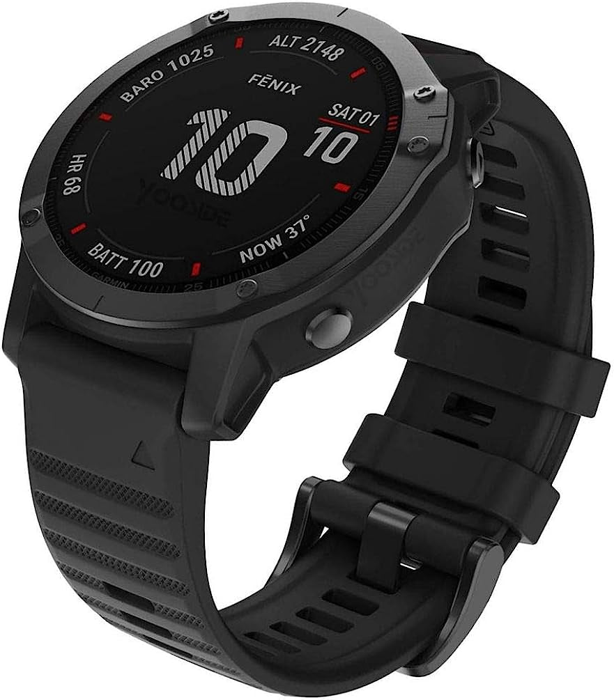 YOOSIDE Quick Easy Fit Watch Band for Garmin Fenix 6X Pro/Sapphire,26Mm Soft Non-Allergenic Silicone Sport Waterproof Wristband Strap for Garmin Fenix 5X/5X Plus,Fenix 3,Quatix 3,Tactix Bravo(Black)  YOOSIDE   