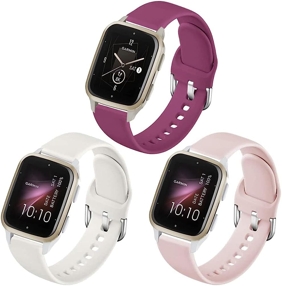 Sankel 3 Pack Band Compatible for Garmin Venu Sq 2/Venu Sq/Venu Music/Vivoactive 3/Vivomove Hr/Garmin Move Luxe/Style,Forerunner 158/245/645, 20Mm Soft Silicone Strap Wristbands  Sankel   