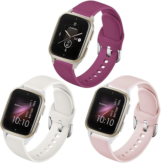 Sankel 3 Pack Band Compatible for Garmin Venu Sq 2/Venu Sq/Venu Music/Vivoactive 3/Vivomove Hr/Garmin Move Luxe/Style,Forerunner 158/245/645, 20Mm Soft Silicone Strap Wristbands  Sankel   