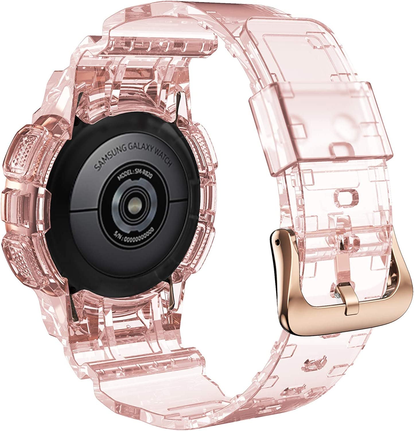 ANCOOL Compatible with Galaxy Active 2 40Mm Band, Clear Watch Band with Protective Case Replacement for Samsung Galaxy Active 2 40Mm Smartwatch (Clear)  ANCOOL Pink  