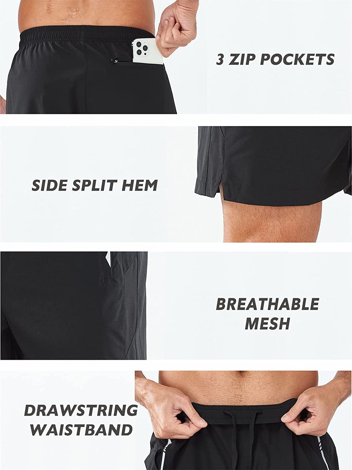 NORTHYARD Men'S Running Athletic Shorts 5 Inch Workout Gym Tennis Quick Dry Short for Active Training with Zipper Pockets  NORTHYARD   