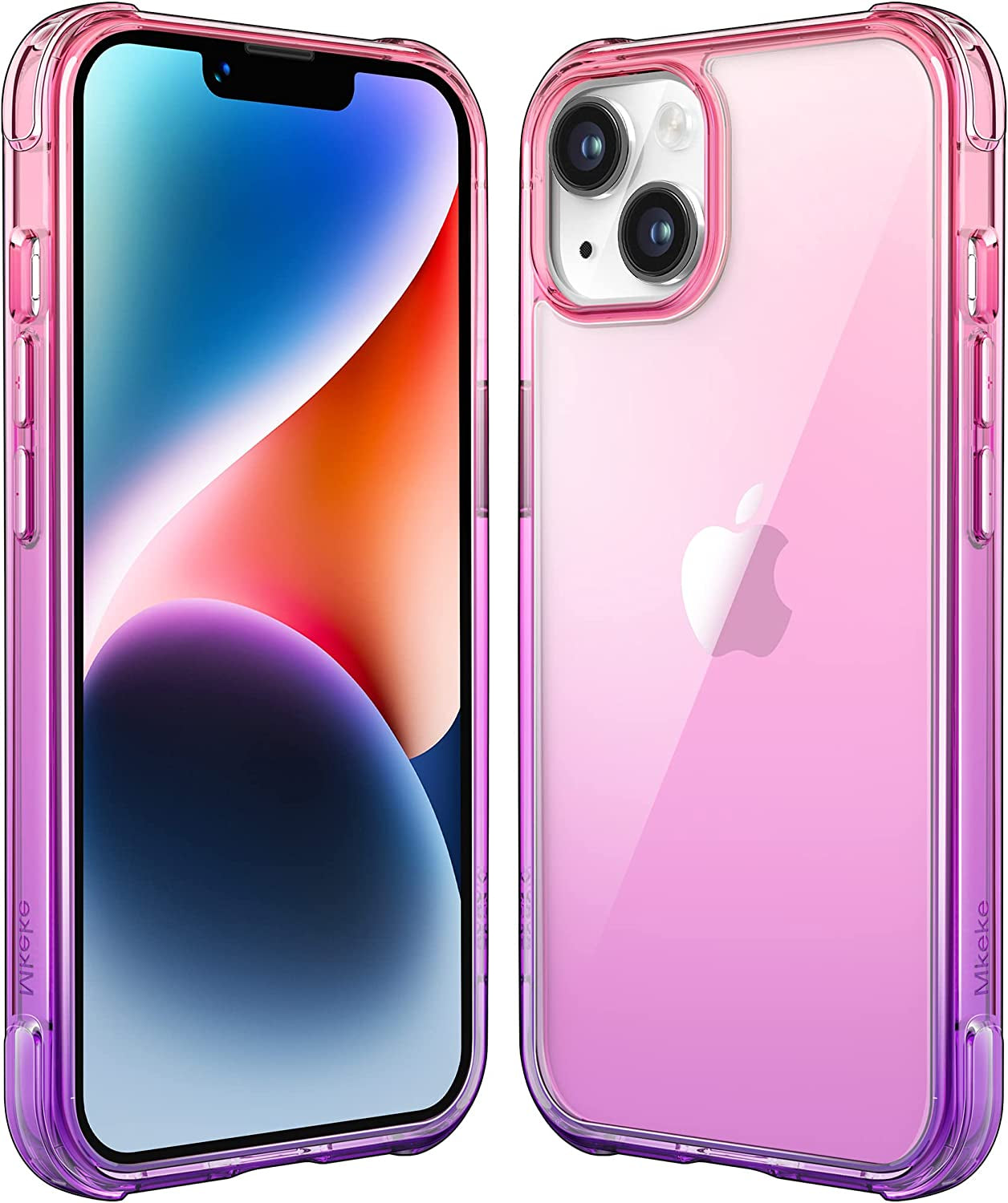 Mkeke Compatible for Iphone 13/14 Case, Not Yellowing Shockproof Phone Case with Protective Bumper Slim Cover Fit for Iphone 13/14, Gradient Blue  Shenzhen Make Technology Company Limited Gradient Purple-Pink  