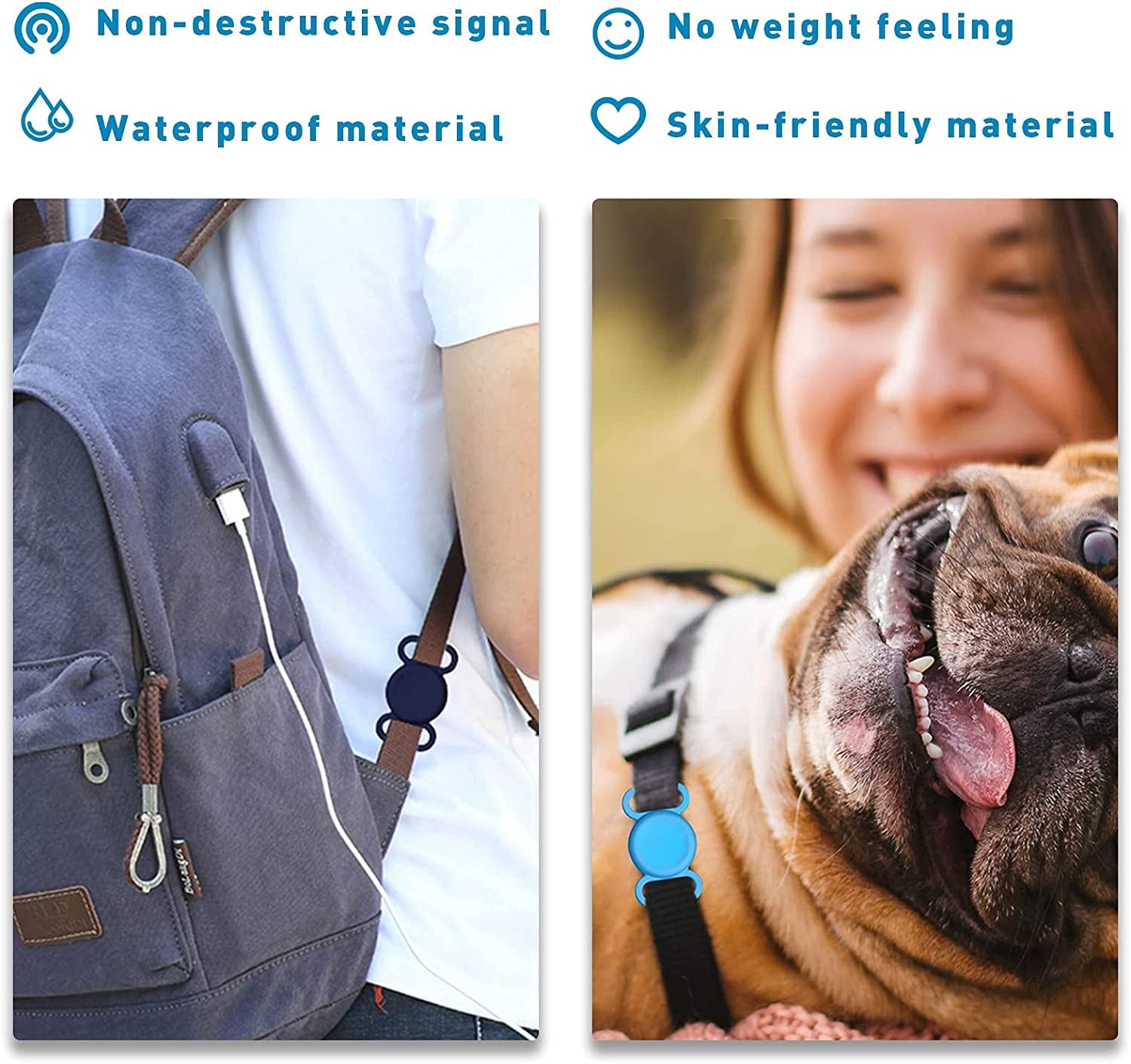 Air Tag Dog Collar Holder Waterproof Small Compatible Protective Cover for Apple Airtag GPS Tracking Dog Cat Soft Silicone Waterproof Protective for Pet Dog Cat and Children Elderly Bags  YAFIYGI   