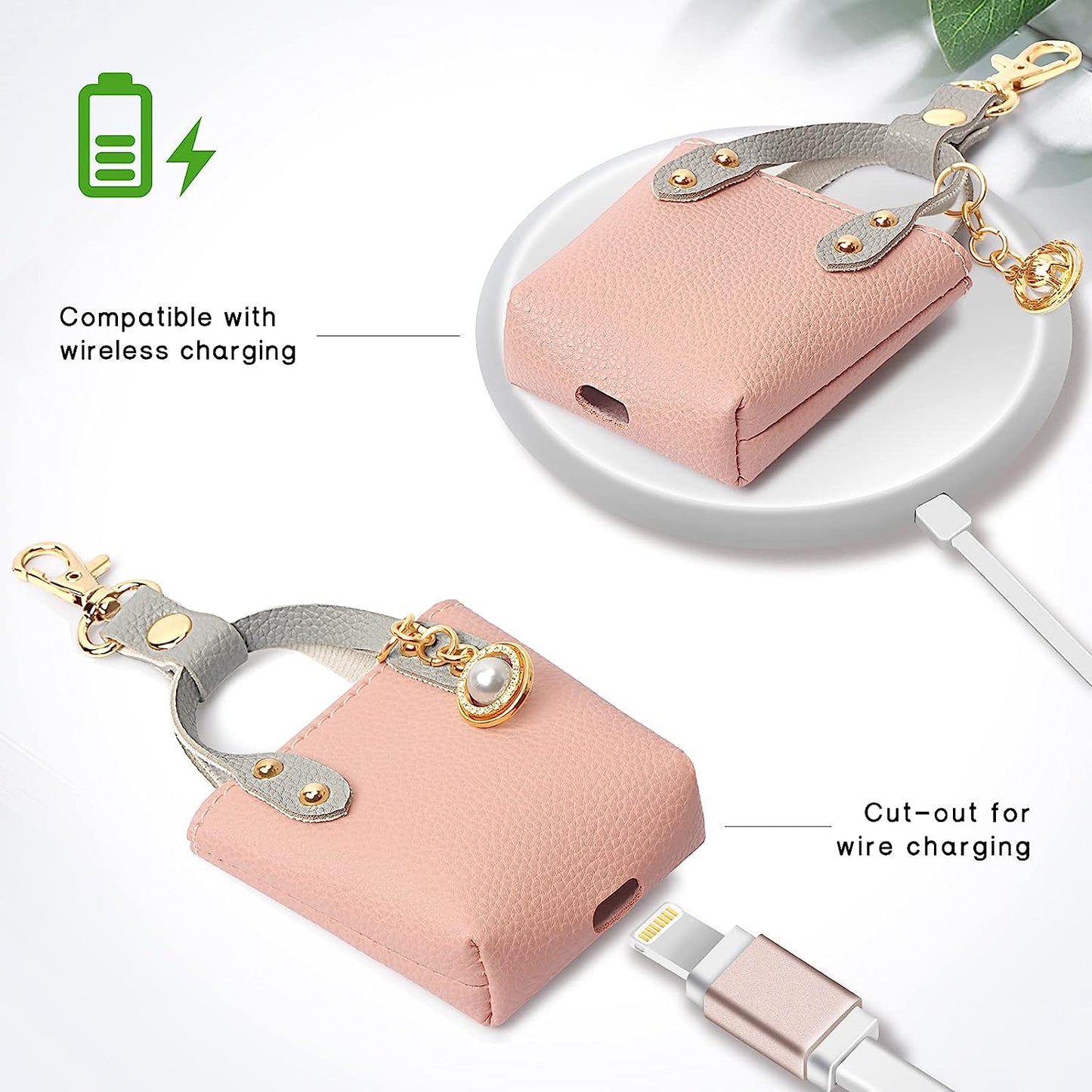 FYY Designed for Airpods Pro Case, [Tote Bag Design] Premium PU Leather Cute Protective Shockproof Bag Cover with Buckles Rhinestones Compatiable with Wireless Charging for Girls Teens Women Pink  GUANGZHOU WENYI COMMUNICATION EQIPMENT CO.,LTD   