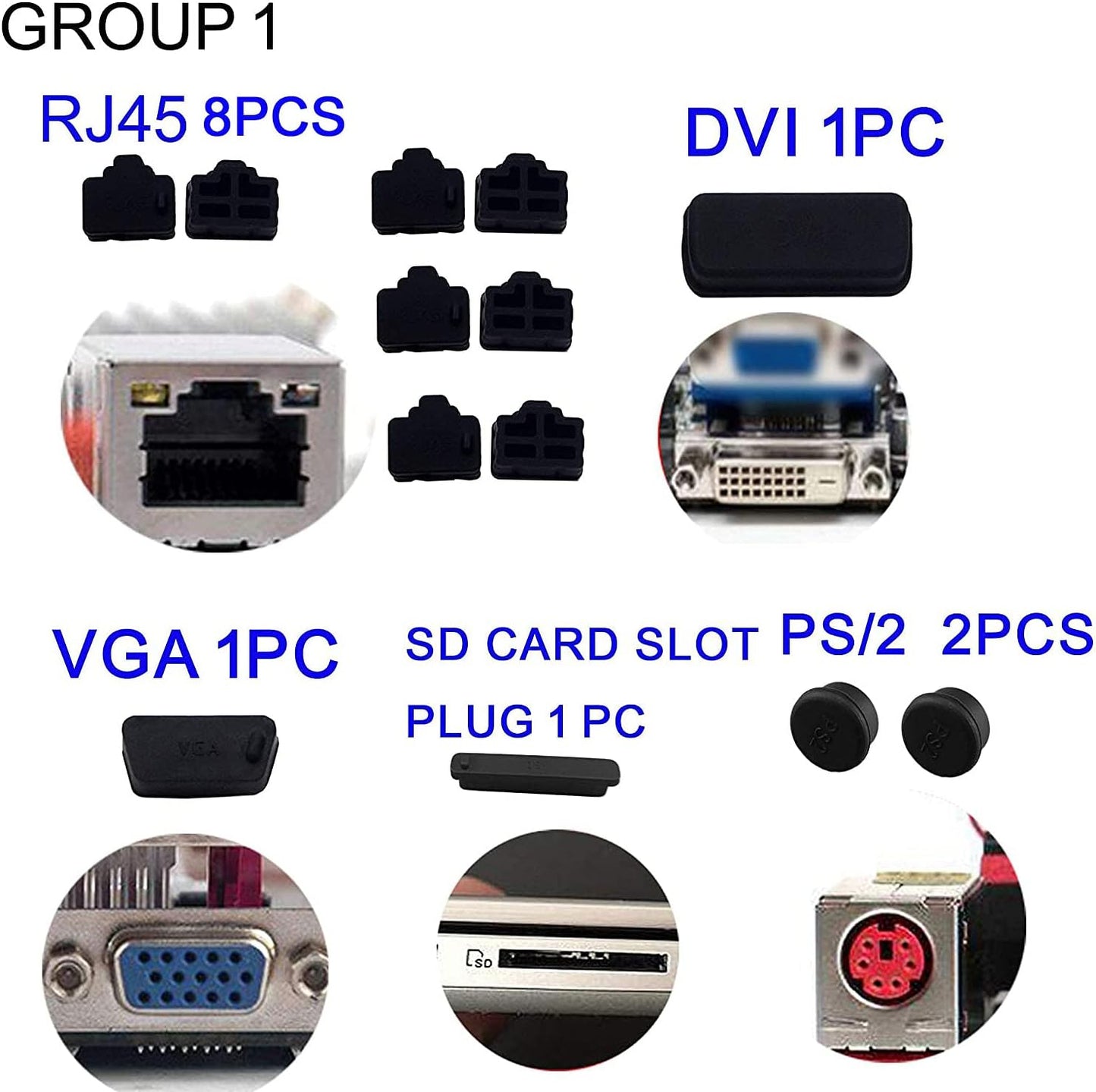 LAMPVPATH 52 PCS Anti-Dust Plugs Laptop Port Dust Plugs, Commonly Used 13 Types of Laptop Computer Port Dust Covers Stoppers (52 PCS in 13 Commonly Used Types)-Do NOT Fit Macbook  LampVPath   