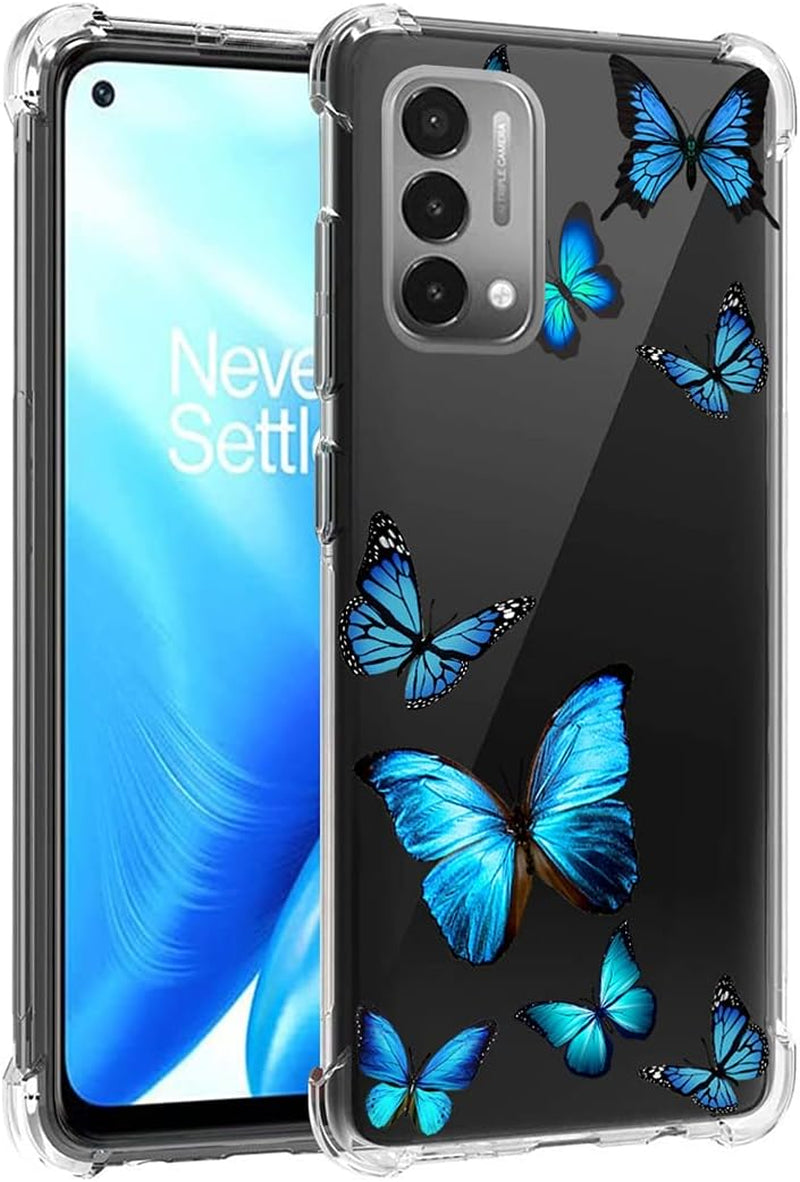 Vavies Case for Oneplus Nord N200 5G, Oneplus N200 5G Case for Girls Women, Slim Shockproof Clear Pattern Soft Flexible TPU Back Phone Protective Cover Cases for Oneplus Nord N200 5G (Blue Butterfly)  Vavies   