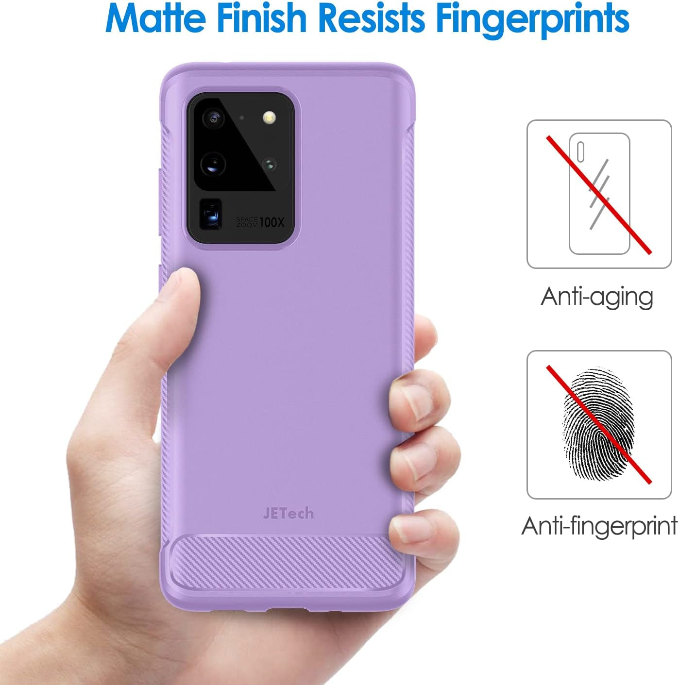 Jetech Slim Fit Case Compatible with Samsung Galaxy S20 Ultra 5G (2020), Thin Phone Cover with Shock-Absorption and Carbon Fiber Design (Light Purple)  JETech   