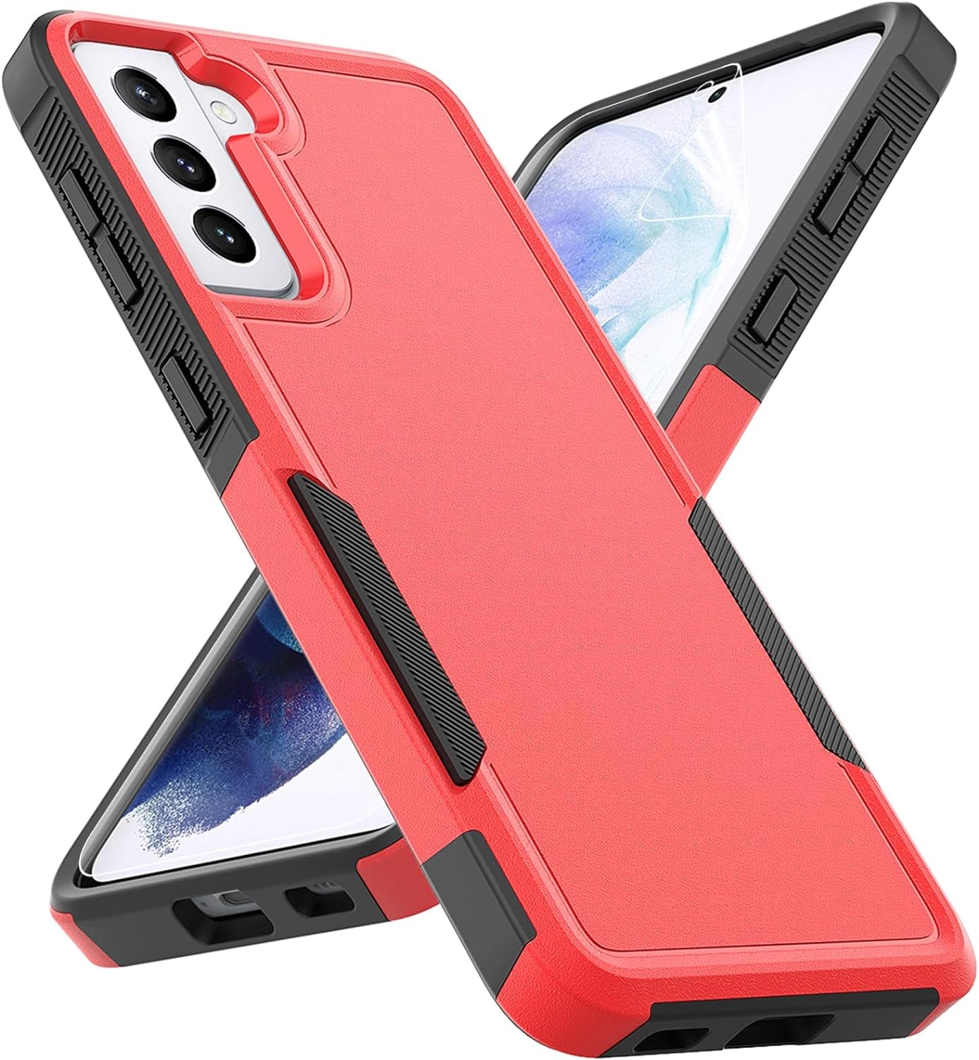 For Samsung Galaxy S21 plus Case: Dual Layer Protective Heavy Duty Cell Phone Cover Shockproof Rugged with Screen Protector - Military Protection Bumper Tough - Samsung Galaxy S21+ plus 5G, Blue  Jinxian Co., Ltd. Red (Pc) + Black (Tpu)  