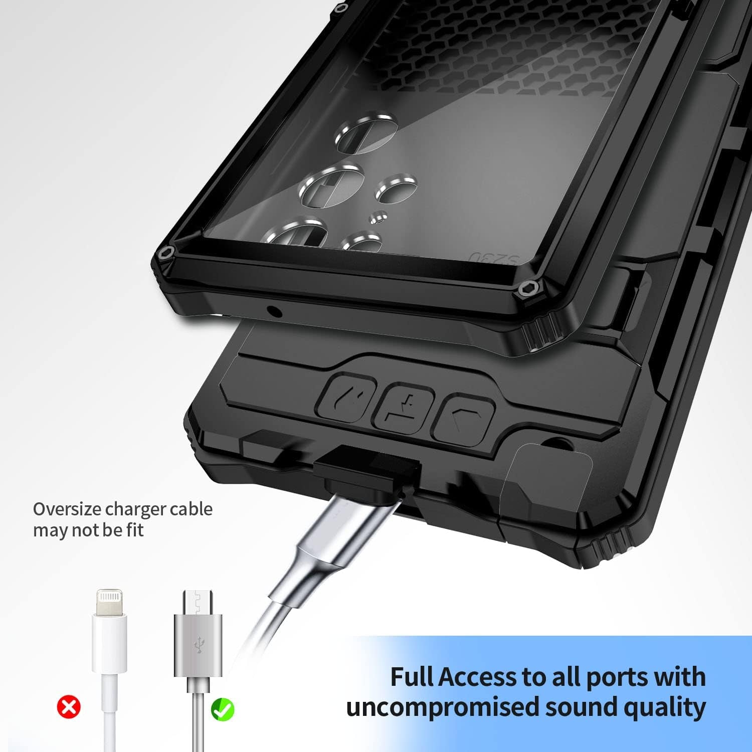 Lunivop for Samsung Galaxy S22 Ultra Case Metal Hard Armor Compatible with S22Ultra 5G Phone Cover Case Para Heavy Duty Screw Built in Glass Camera Screen Protector Metalicas Military Grade (Black)  Lunivop   