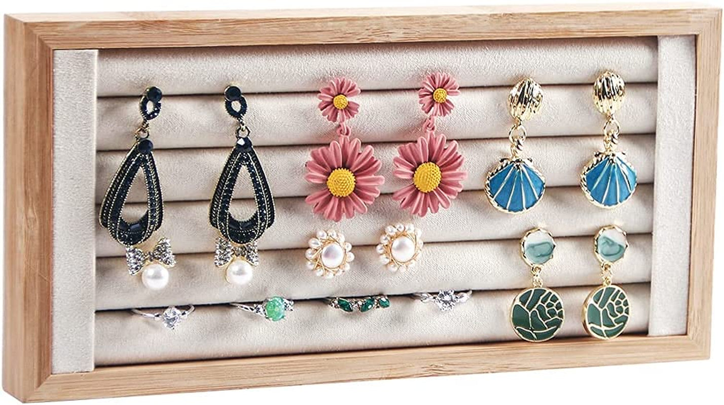 Kanwoder Bamboo Ring Holder,Ring Display Stand,Jewelry Organizer Stand for Rings Earrings Selling（Beige）  Kanwoder   