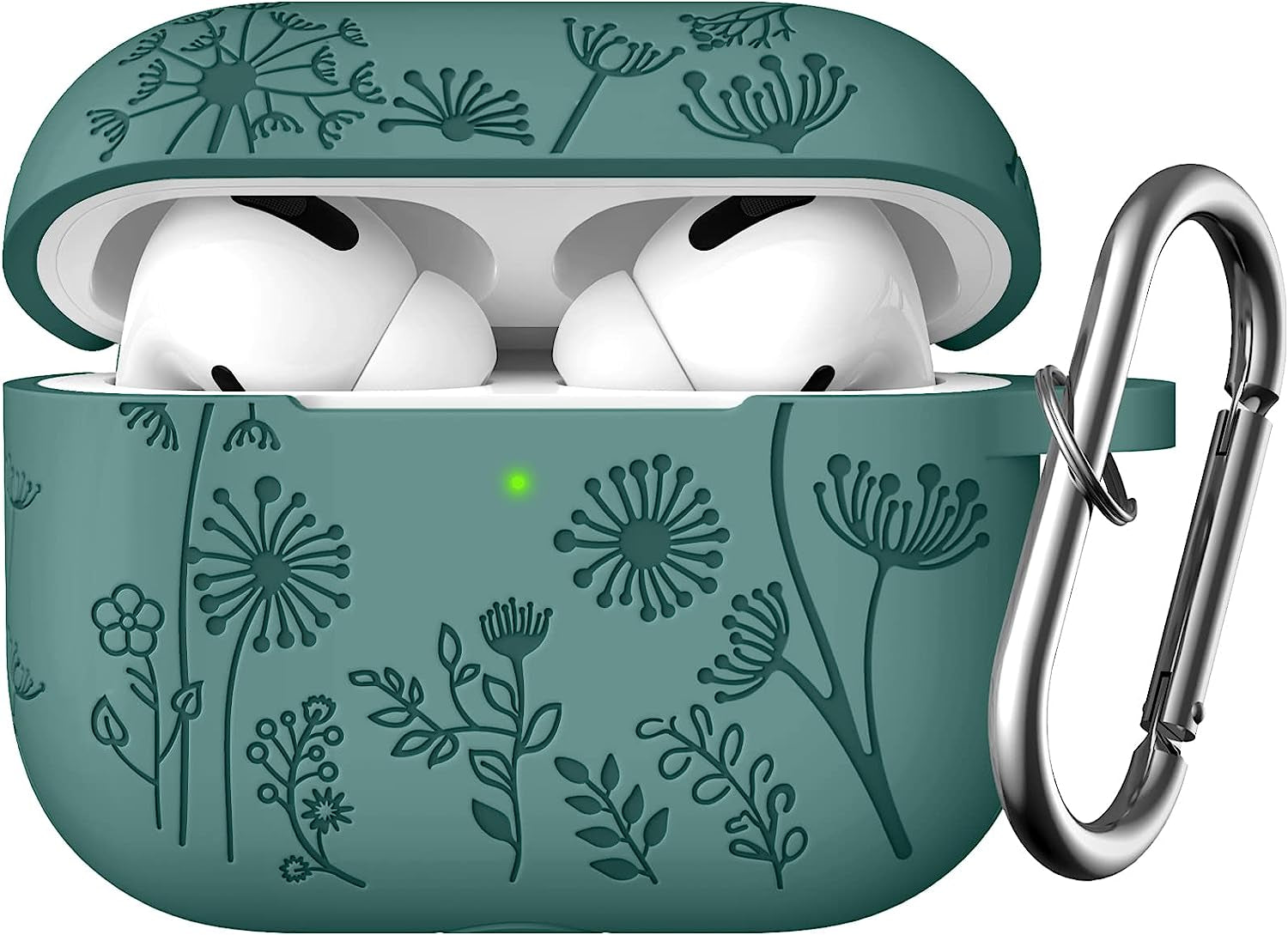 Lerobo Flower Engraved Case Compatible with Airpods Pro 2 Case Cover, Cute Soft Silicone Skin Cover Full Protective Case for Apple Airpods Pro Case 2Nd/1St Generation Front LED Visible, Lilac  Lerobo C-Pine Green  