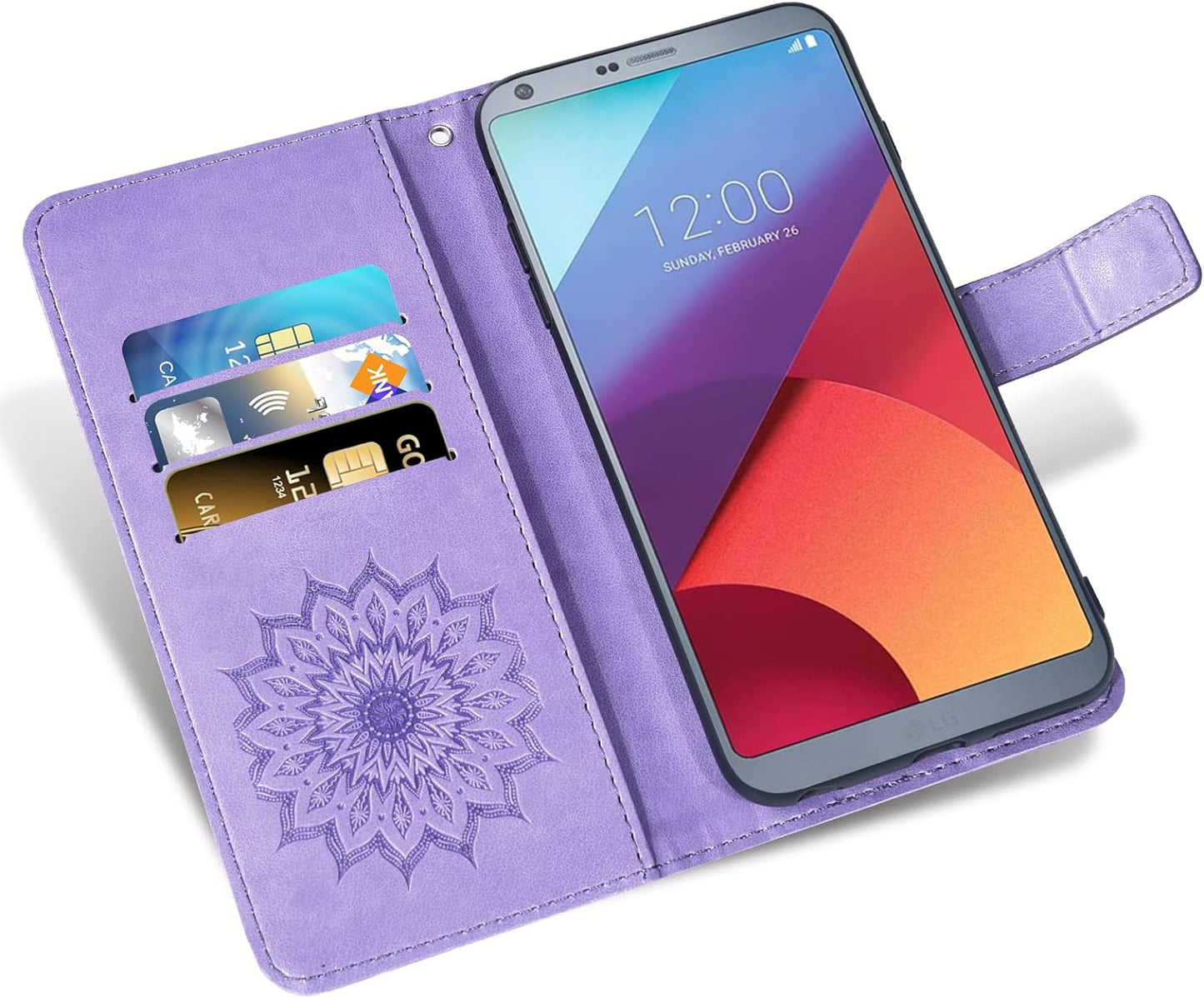 Phone Case for LG G6 Wallet Cases with Tempered Glass Screen Protector and Leather Slim Flip Cover Card Holder Stand Cell Accessories LGG6 Thinq LG6 Thin Q G 6 plus G6+ 6G VS988 H872 Women Purple  Asuwish   