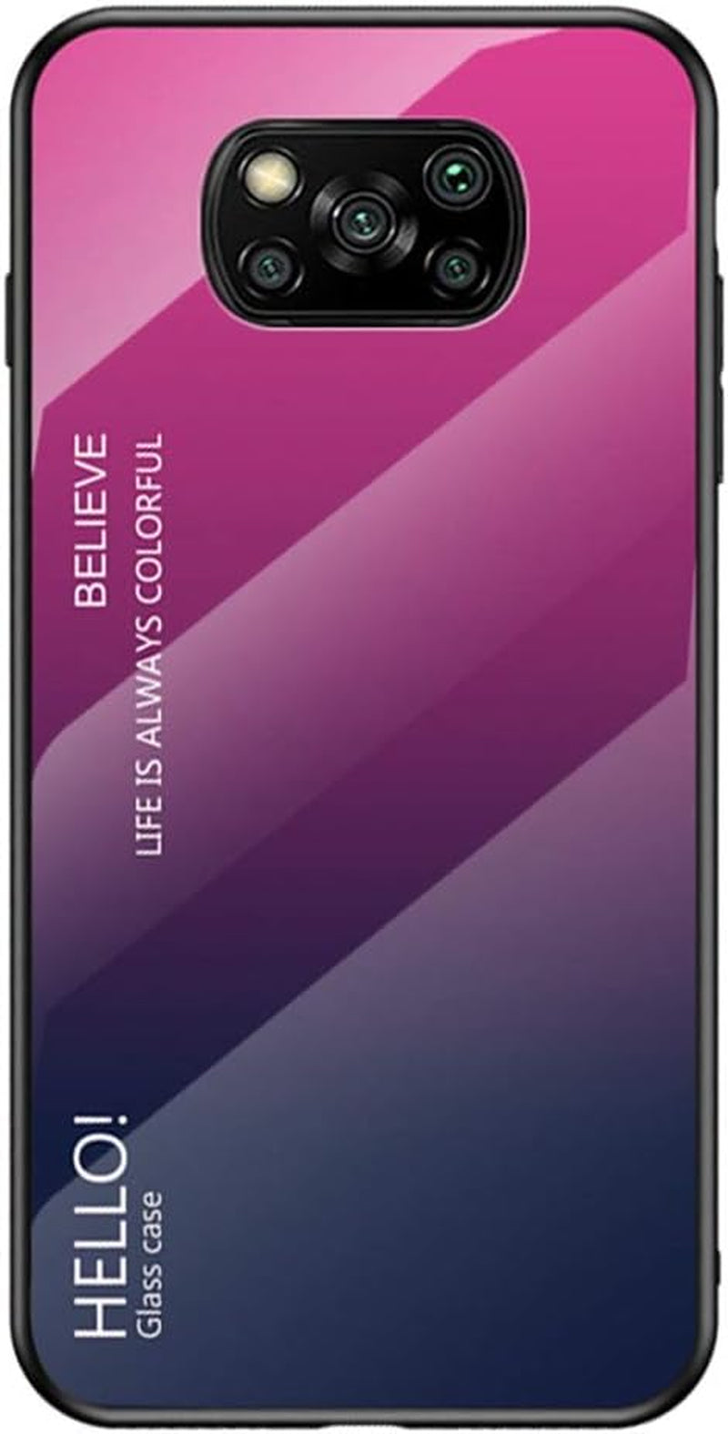 Hicaseer Xiaomi Poco X3 Case,Anti Scratch Gradient Glass Case Back Cover Soft TPU Silicone Shockproof Case for Xiaomi Poco X3 -Purple  Hicaseer Rosy Xiaomi Poco X3 6.53" 