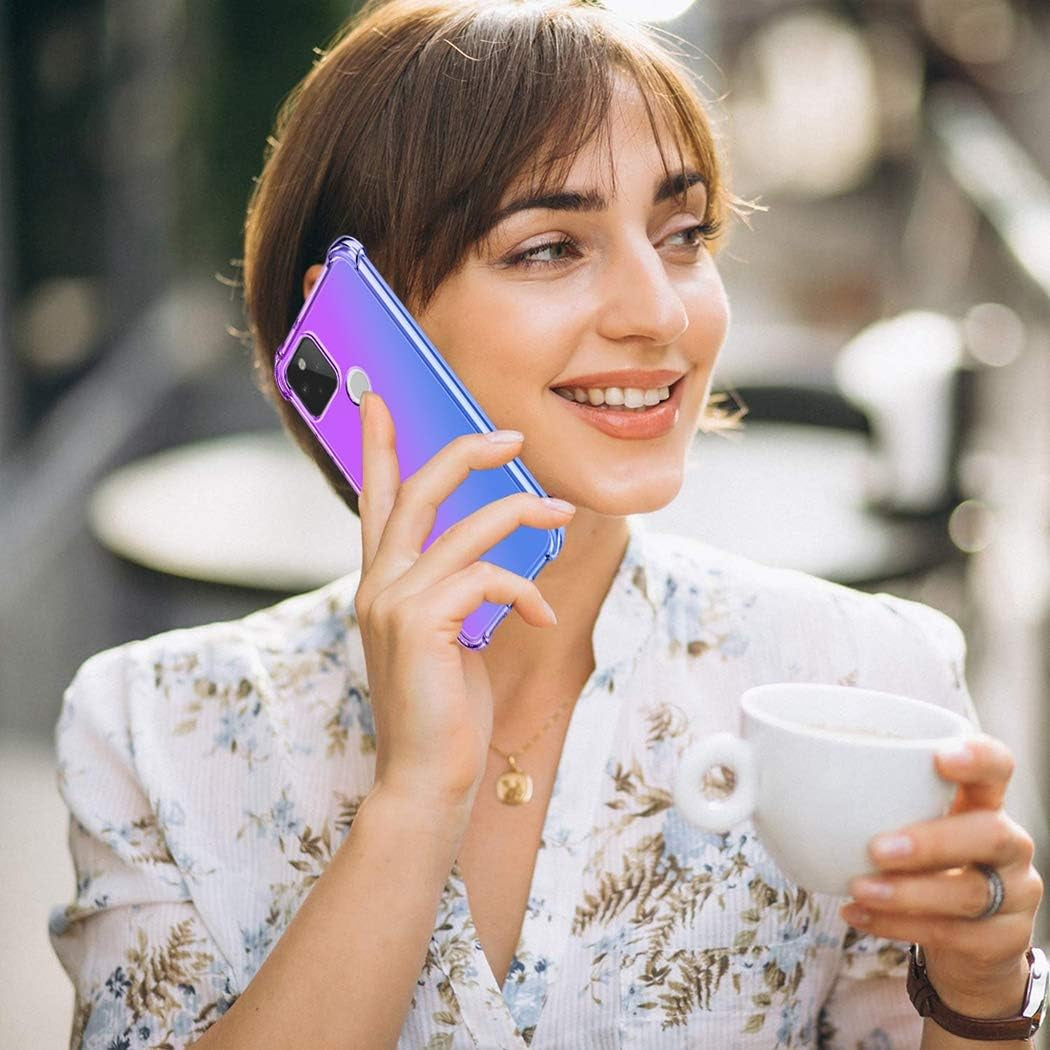 Ueokeird Google Pixel 5 Case (2020), Clear Cute Gradient Phone Case Slim anti Scratch Flexible TPU Cover Shockproof Protective Case for Google Pixel 5 (Purple/Blue)  Ueokeird   