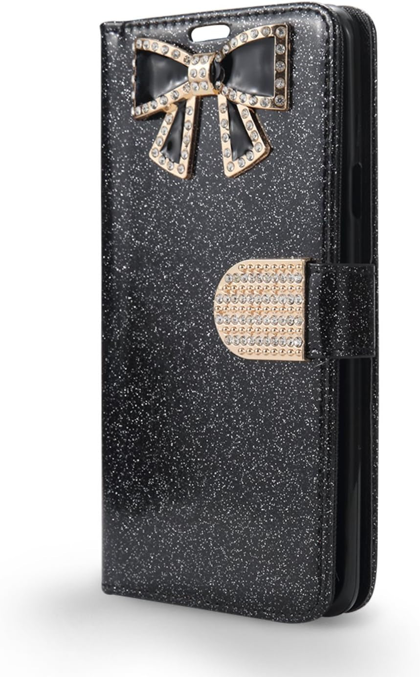 Newfrontier LG V40 Thinq Case, LG V40 Case, Shiny PU Leather Sparkle Rhinestone Bling Flip Sparkle Wallet Case Card Slots Cash Holder Wrist Strap Case for LG V40 / LG V40 Thinq 2018 (WBL Pink)  New Frontier Wireless Accessory Wbl Black  