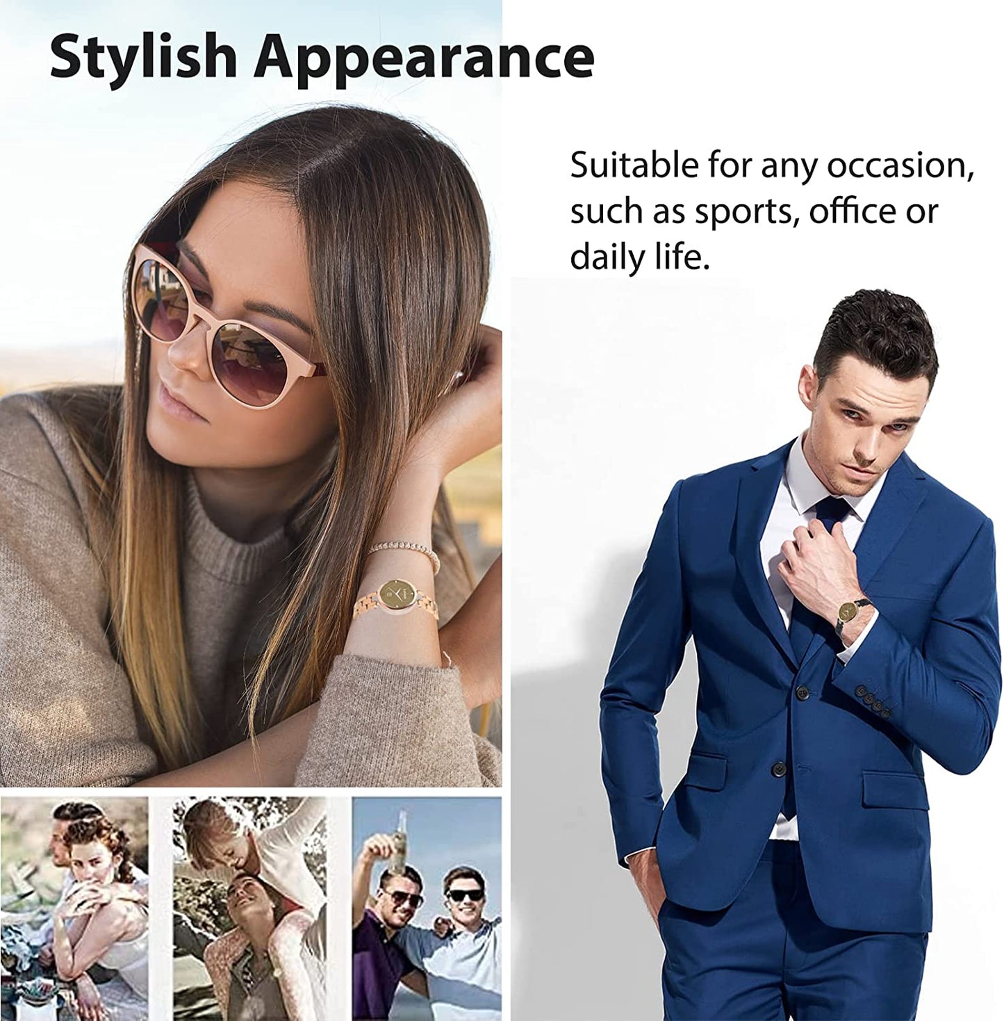 Miimall Metal Watch Band Compatible with Garmin Lily Watch, Stainless Steel Band Adjustable Wristband Replacement Men Women Metal Band Accessories Bracelet Fit for Garmin Lily Smartwatch  Miimall   