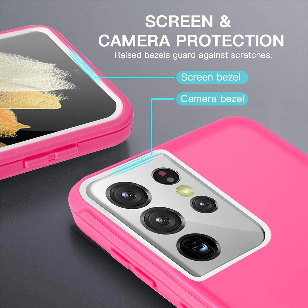 Aicase for Galaxy S21 Ultra Case with Screen Protector, Heavy Duty Drop Protection Full Body Rugged Shockproof/Dustproof 3-Layer Military Grade Tough Durable Phone Cover for Samsung Galaxy S21 Ultra  AICase   