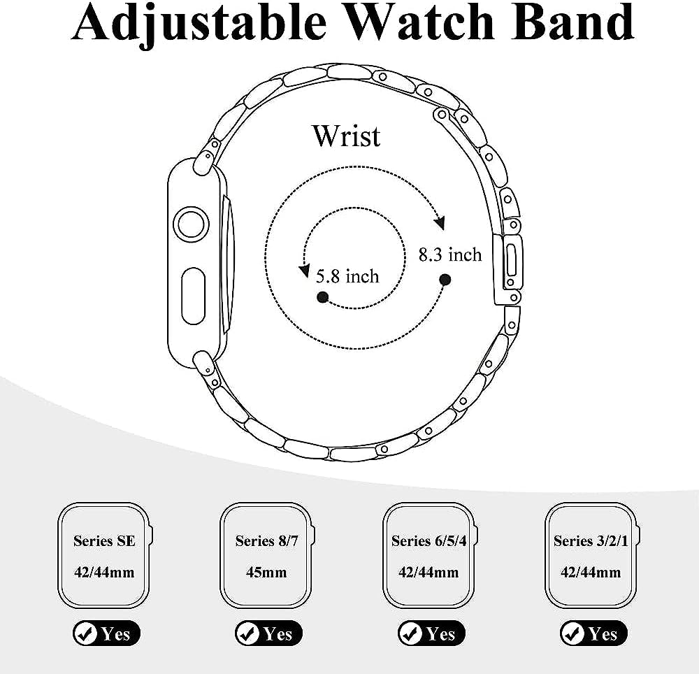 CSJCUBIC Metal Band Compatible with Apple Watch Band 38Mm 40Mm 41Mm 42Mm 44Mm 45Mm for Women, Slim and Thin Stainless Steel Replacement Adjustable Wristband for Iwatch Series 8/7/6/5/4/3/2/1/SE  CSJCUBIC   