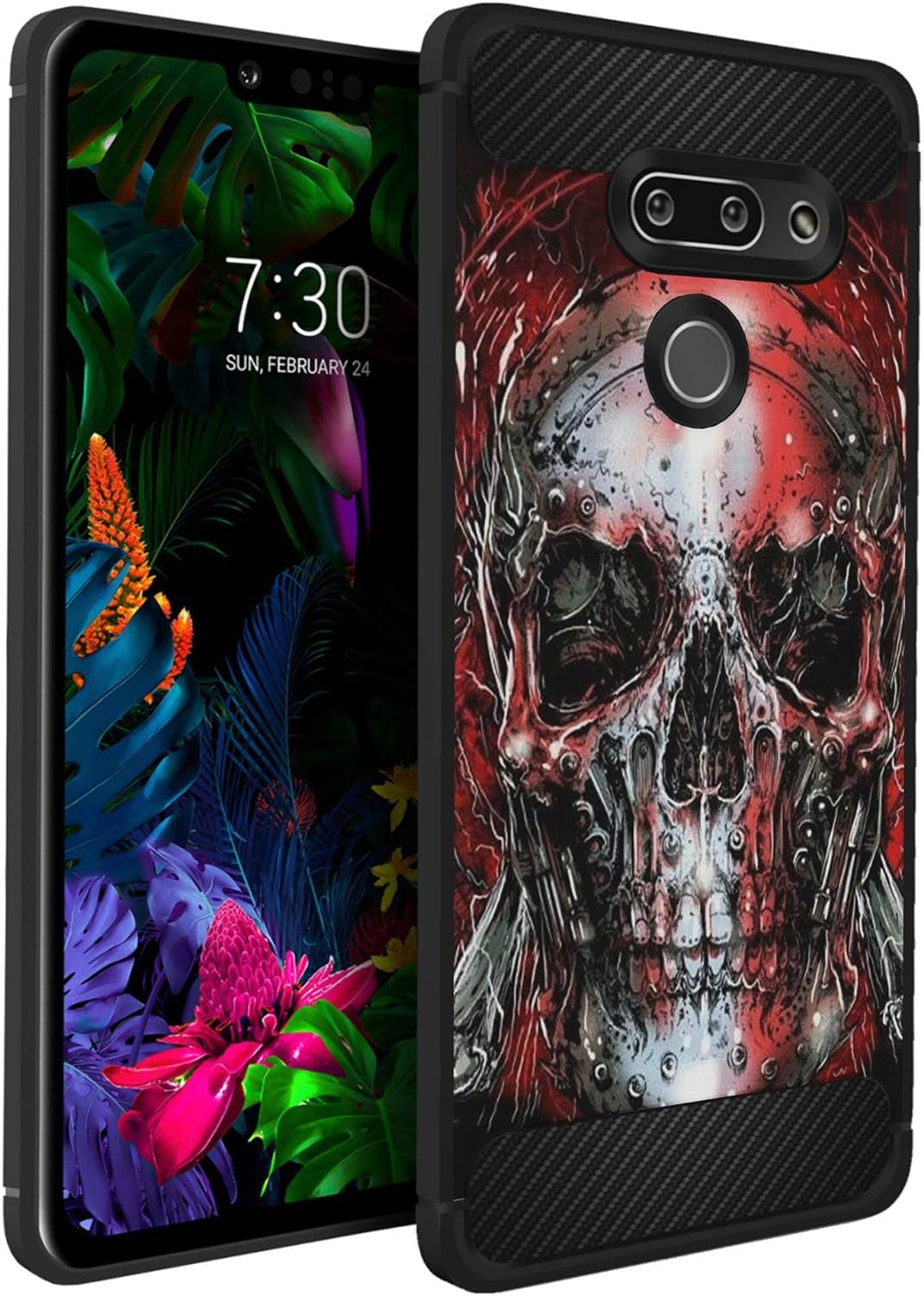 Casesondeck Case Compatible with LG G8 Thinq/Lg G8 - Soft Fitted Flexible TPU Cover Shock Protection (Dont Tread on Me)  CasesonDeck Red Skull  