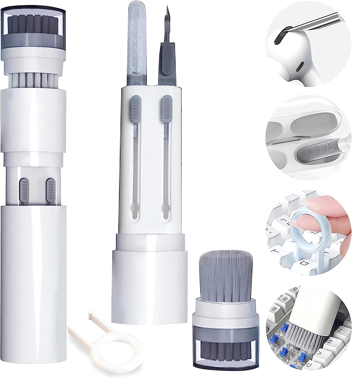 TIWABI 6 in 1 Cleaner Kit for Airpods 1 2 3 Pro Headphones Earbuds and Case & Keyboard Cleaner Kit with Brush and Soft Flocking Pen Multi-Function Cleaner Kit for Earphones Keyboard Phone and Camera  TIWABI   