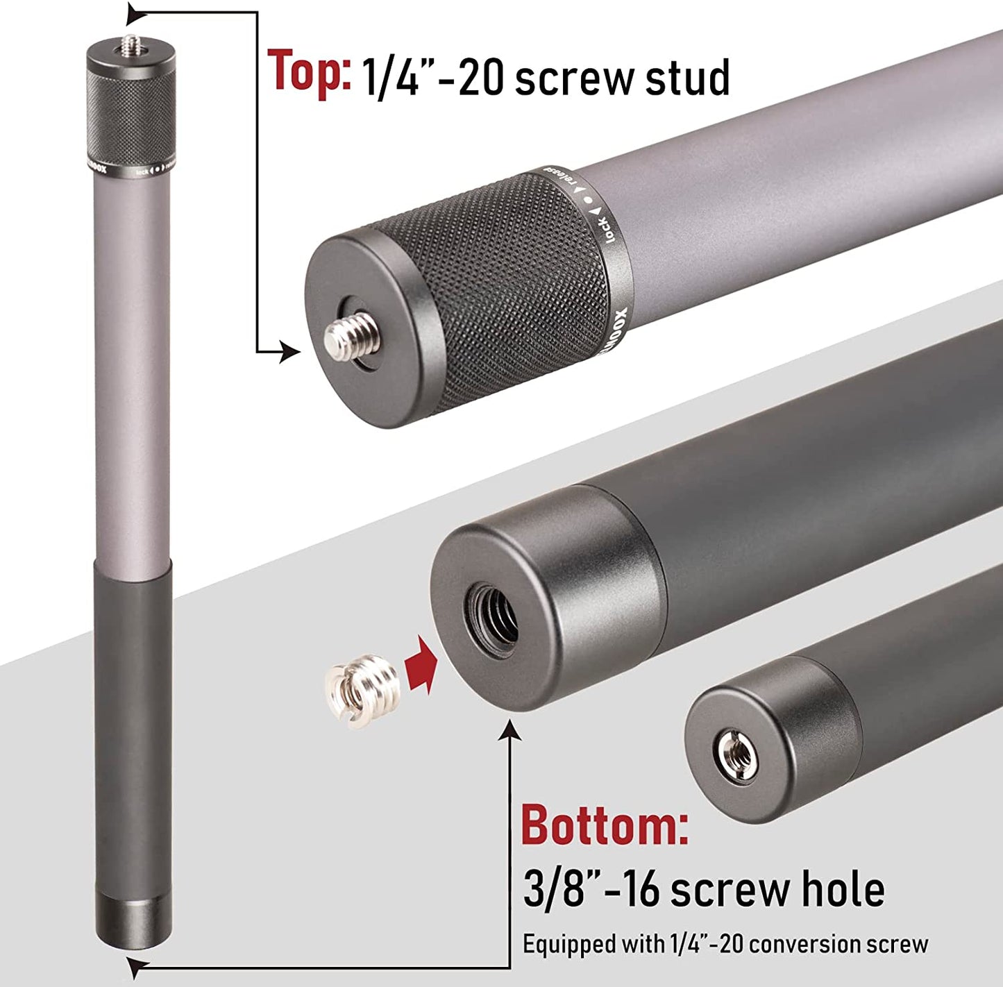 Gimbal Extension Pole,Lightweight and Strong 3 Section Camera Extension Pole Universal Compatible with Digtital Camera Iphone Smartphone Gimbal Stabilizer Camera Pole  Zelnoox   