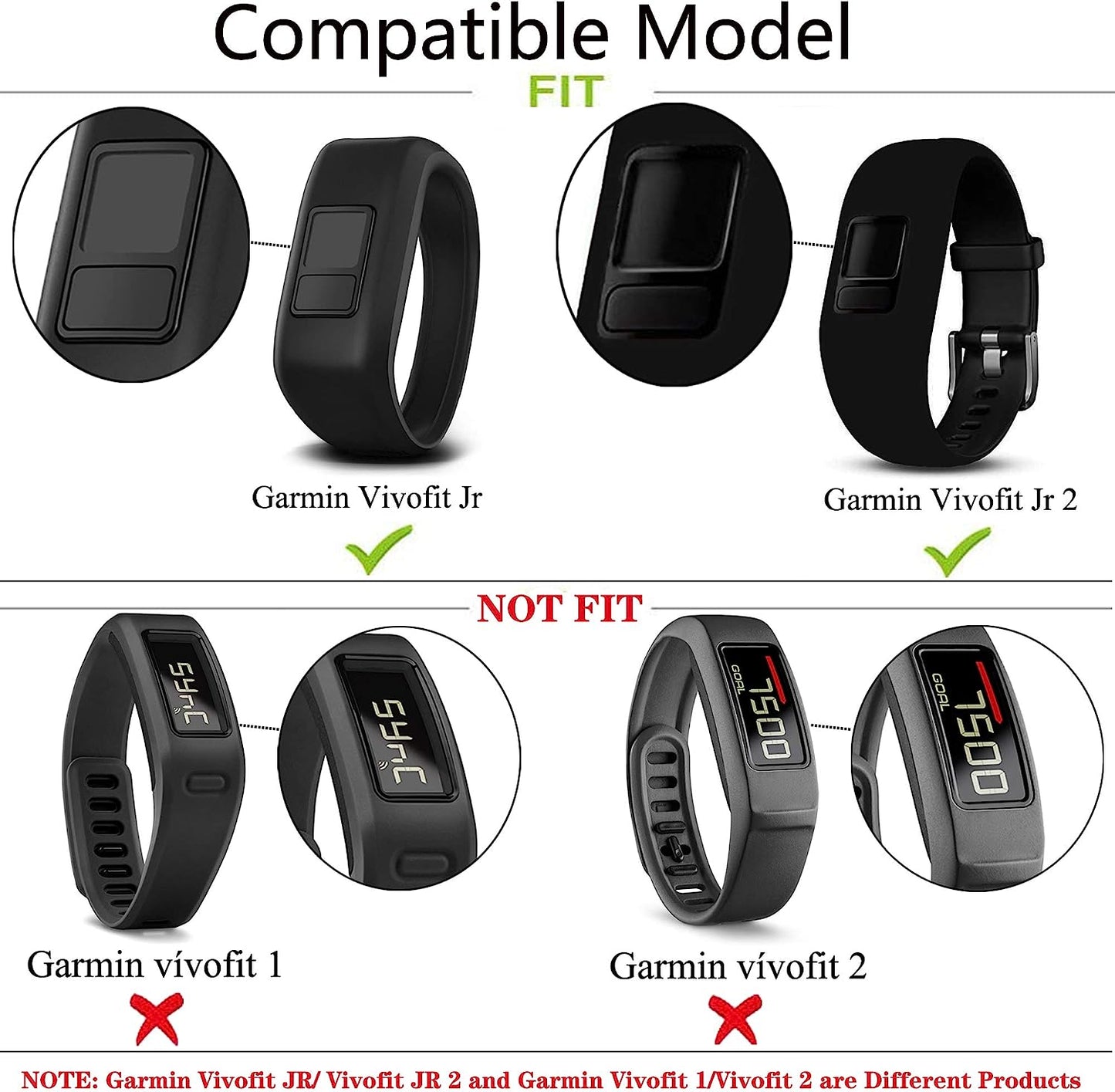 QGHXO Band for Garmin Vivofit Jr/Vivofit Jr. 2, Soft Silicone Replacement Watch Band Strap for Garmin Vivofit Jr/Vivofit Jr. 2 Activity Tracker, Small, Large  QGHXO   