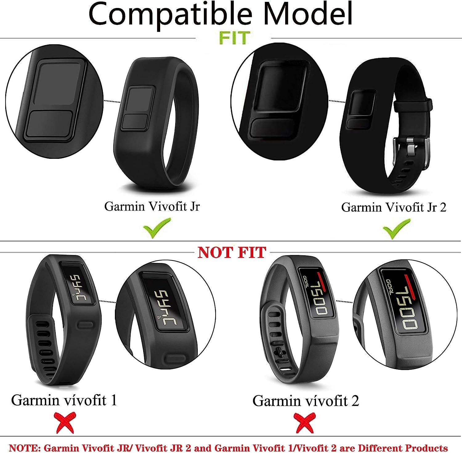 QGHXO Band for Garmin Vivofit Jr/Vivofit Jr. 2, Soft Silicone Replacement Watch Band Strap for Garmin Vivofit Jr/Vivofit Jr. 2 Activity Tracker, Small, Large  QGHXO   