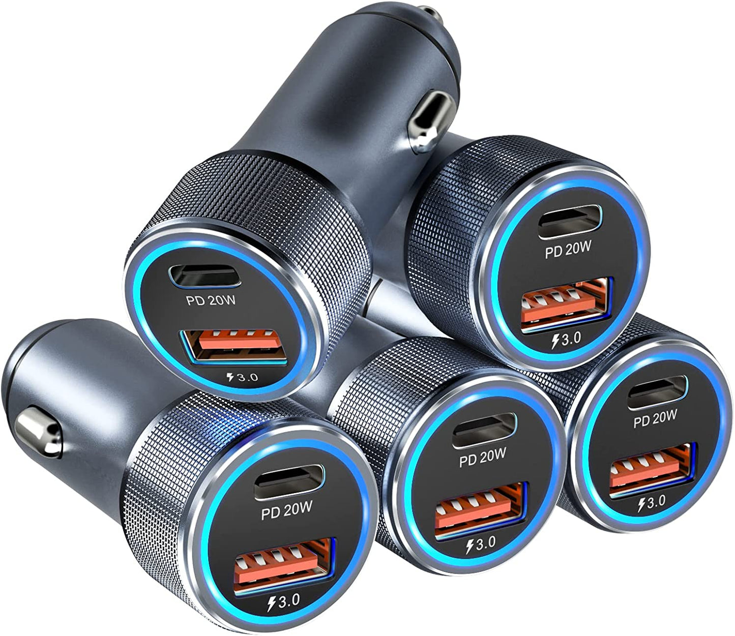 5 Pack USB C Car Charger, Bangfun 36W Dual USB Car Charger Adapter Fast Charge PD&QC 3.0 Cigarette Lighter USB Charger Compatible Iphone 14 13 12 11 Pro Max Se,Ipad,Samung S21/S20, Pixel(Grey)  Shenzhen Hao Nuo Tian Electronics Co.,LTD   