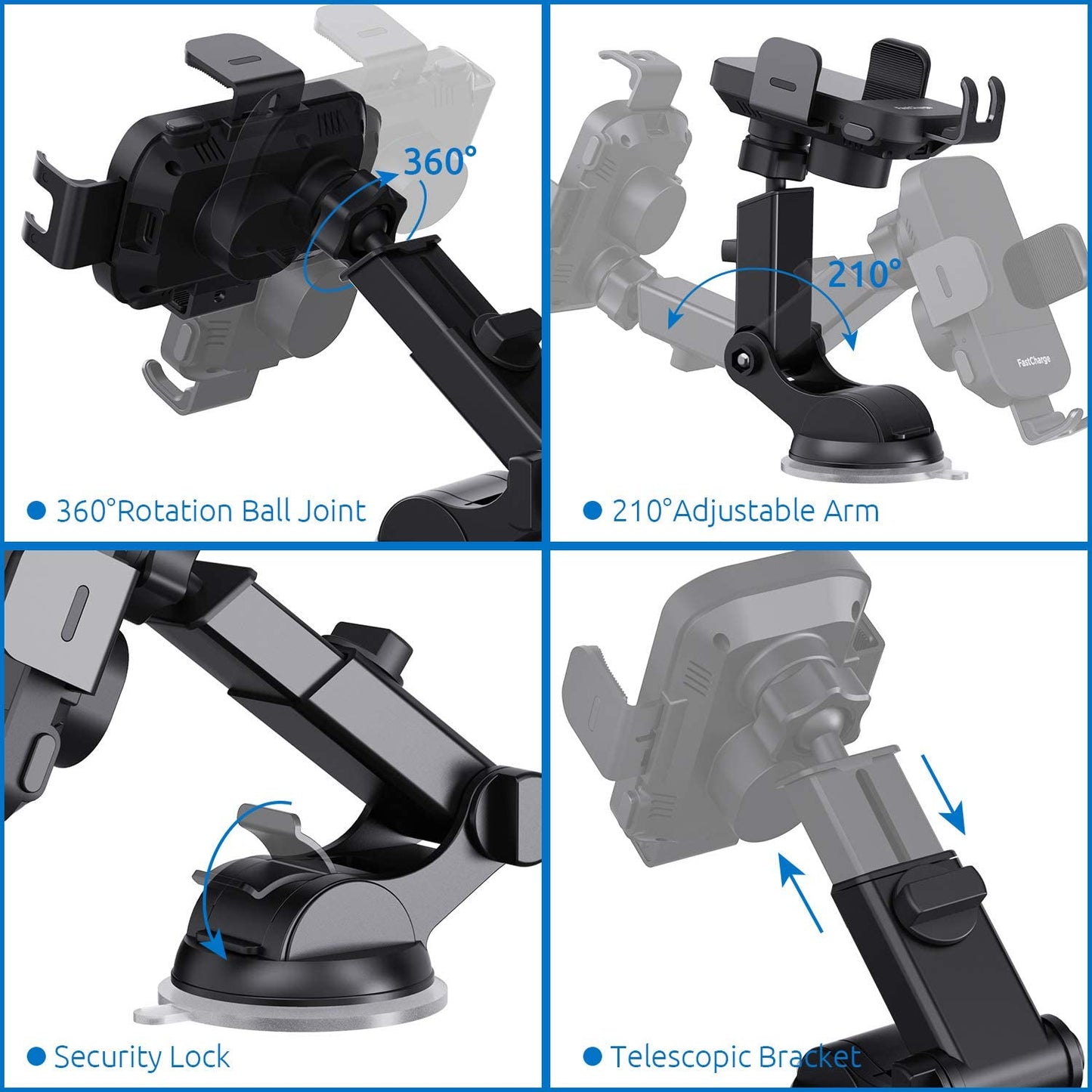 Wireless Car Charger, Chgeek 15W Fast Charging Auto Clamping Car Charger Phone Mount Phone Holder Fit for Iphone 14 13 12 11 Pro Max Xs, Samsung Galaxy S23 Ultra S22 S21 S20, S10+ S9+ Note 9, Etc  CHGeek   
