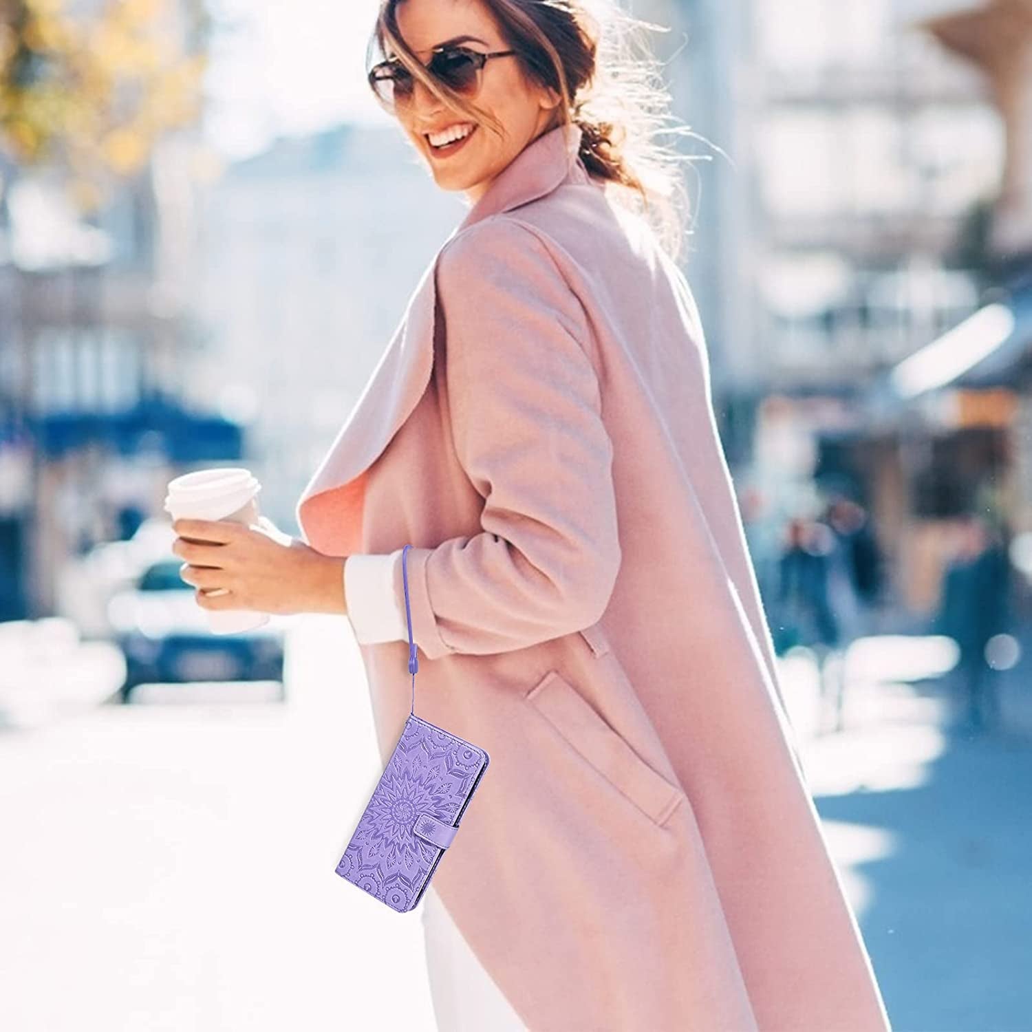 Phone Case for LG G6 Wallet Cases with Tempered Glass Screen Protector and Leather Slim Flip Cover Card Holder Stand Cell Accessories LGG6 Thinq LG6 Thin Q G 6 plus G6+ 6G VS988 H872 Women Purple  Asuwish   