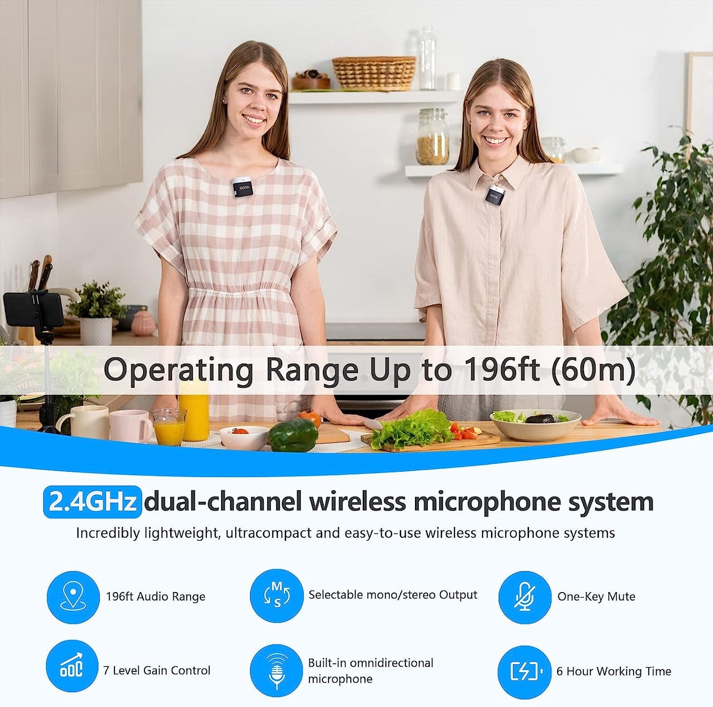 BOYA Wireless Lavalier Microphone for Android Phone Plug Play USB-C Lapel Microphone Noise Cancellation Cordless Clip on Mic for Video Recording Interview Youtube Vlogging Live Streaming BY-M1V4  BOYA   