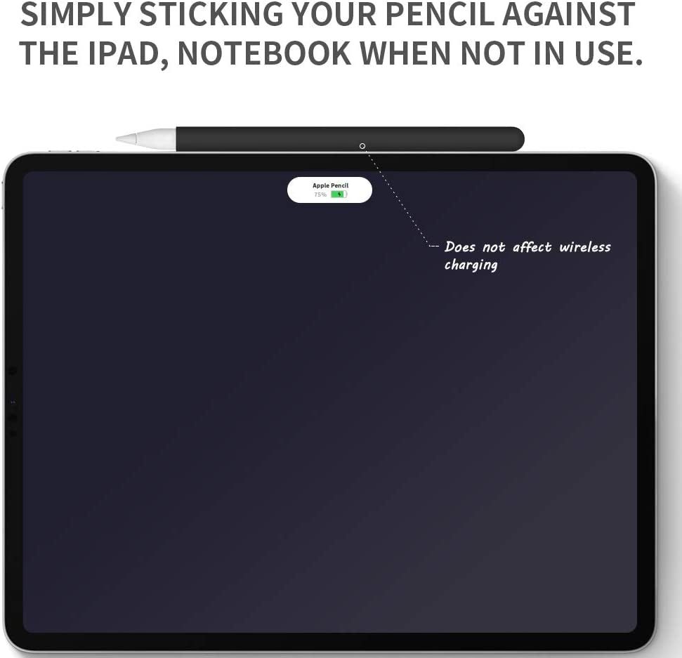 FRTMA Compatible Apple Pencil (2Nd Generation) Silicone Case Sleeve Holder Grip + Nib Cover (2 Pieces) Accessories Kit Compatible Ipad Pro 12.9” (3Rd Generation) & Ipad Pro 11”, Black  FRTMA   